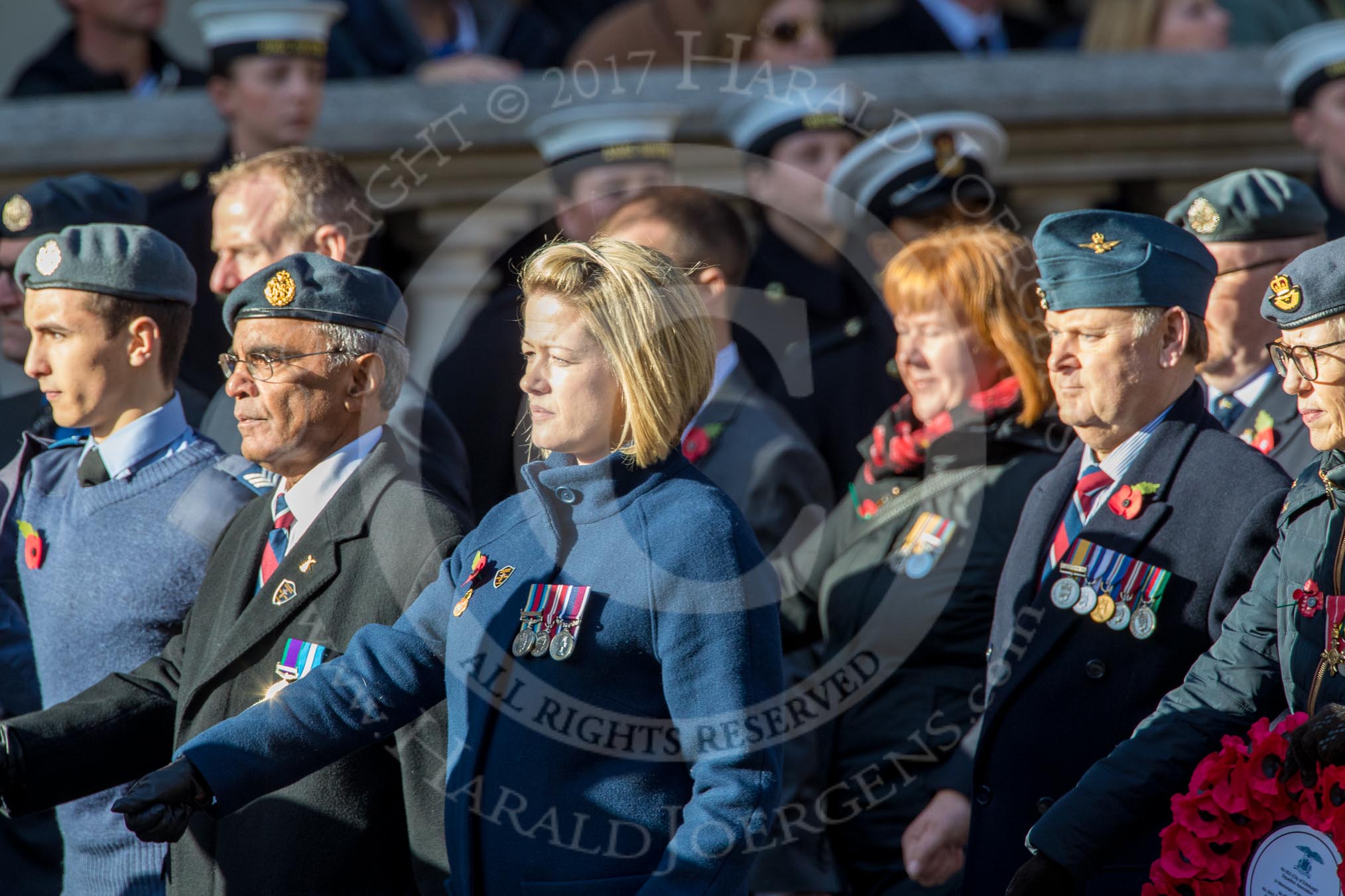 Royal Air Forces Association (Caduceus) branch (Group C31, 22 members) during the Royal British Legion March Past on Remembrance Sunday at the Cenotaph, Whitehall, Westminster, London, 11 November 2018, 12:19.