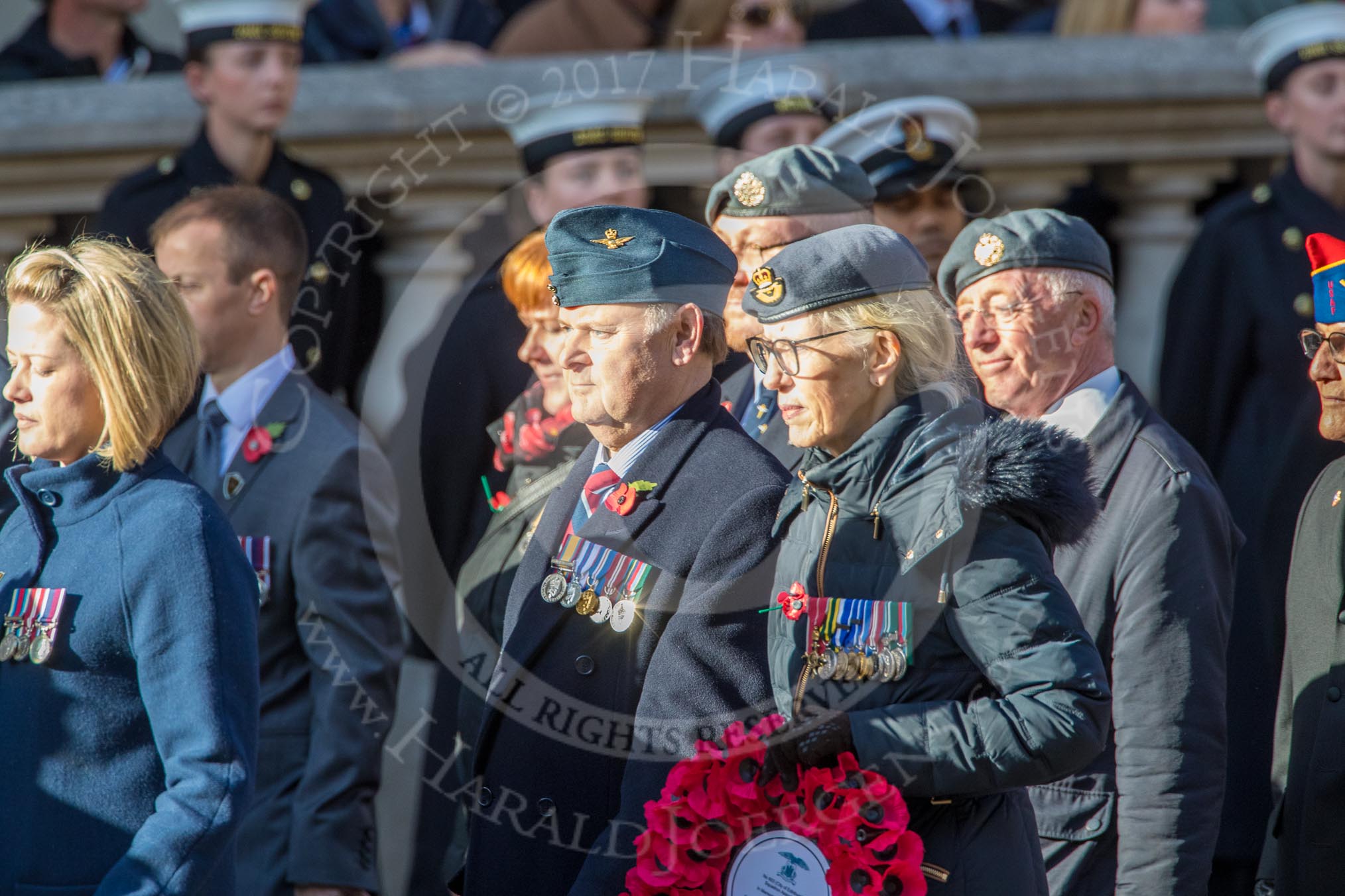 Royal Air Forces Association (Caduceus) branch (Group C31, 22 members) during the Royal British Legion March Past on Remembrance Sunday at the Cenotaph, Whitehall, Westminster, London, 11 November 2018, 12:19.