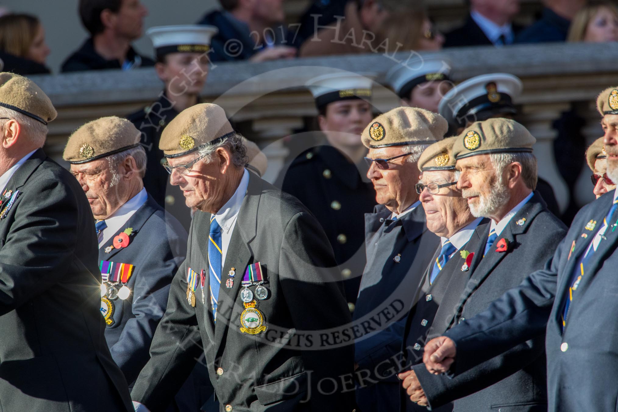 The RAF Masirah & RAF Salalah Veterans Association (Group C35, 20 members) during the Royal British Legion March Past on Remembrance Sunday at the Cenotaph, Whitehall, Westminster, London, 11 November 2018, 12:19.