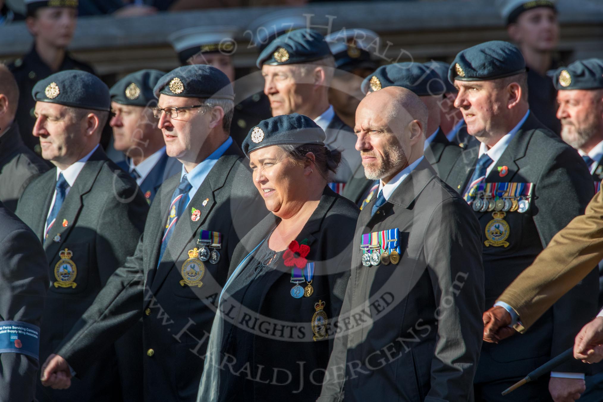 Royal Air Force Servicing Commando and Tactical Supply Wing Association (Group C36, 50 members) during the Royal British Legion March Past on Remembrance Sunday at the Cenotaph, Whitehall, Westminster, London, 11 November 2018, 12:20.