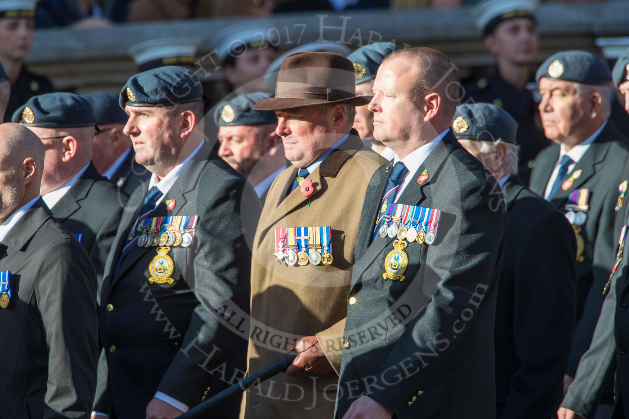 Royal Air Force Servicing Commando and Tactical Supply Wing Association (Group C36, 50 members) during the Royal British Legion March Past on Remembrance Sunday at the Cenotaph, Whitehall, Westminster, London, 11 November 2018, 12:20.