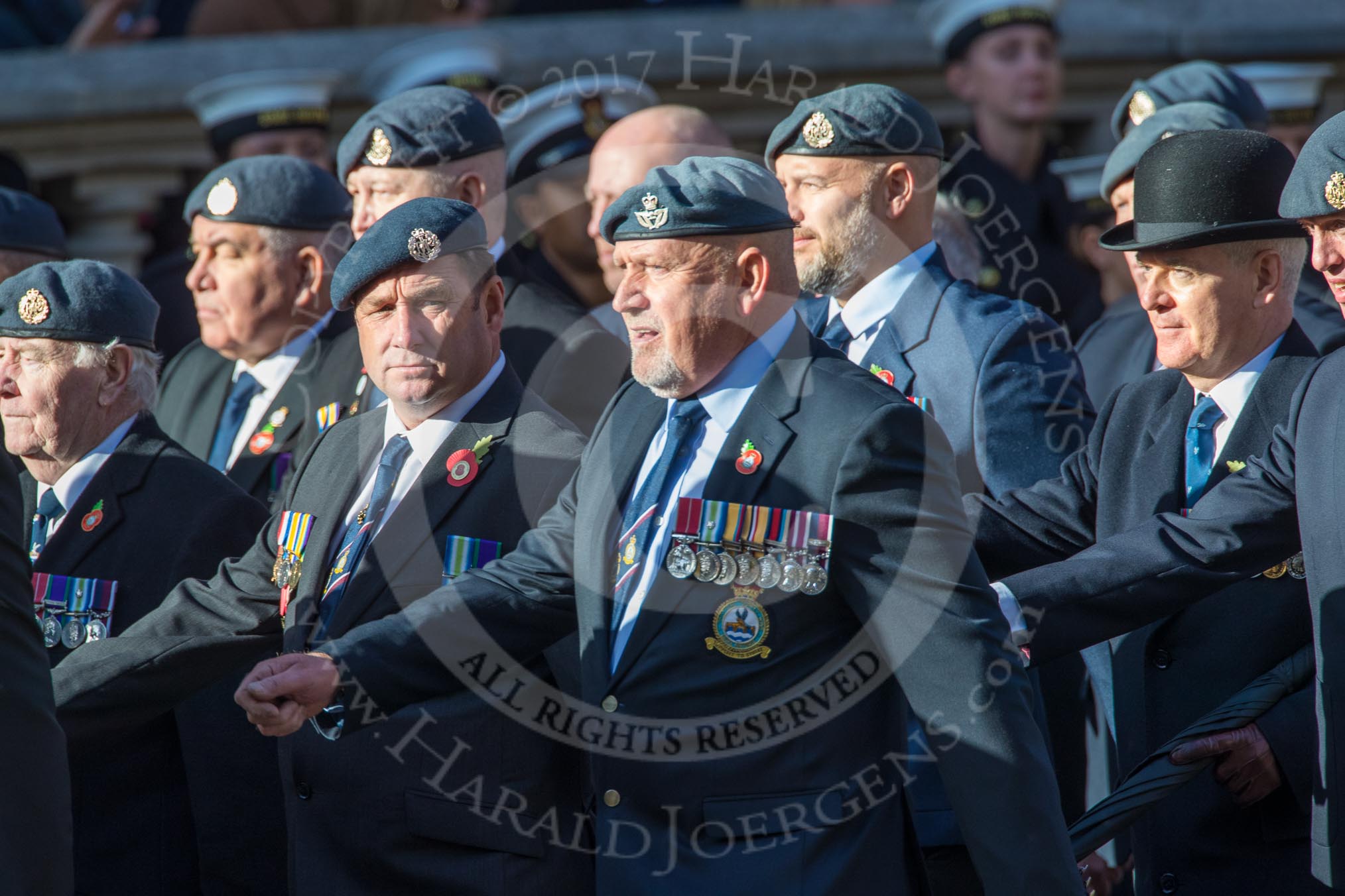Royal Air Force Servicing Commando and Tactical Supply Wing Association (Group C36, 50 members) during the Royal British Legion March Past on Remembrance Sunday at the Cenotaph, Whitehall, Westminster, London, 11 November 2018, 12:20.