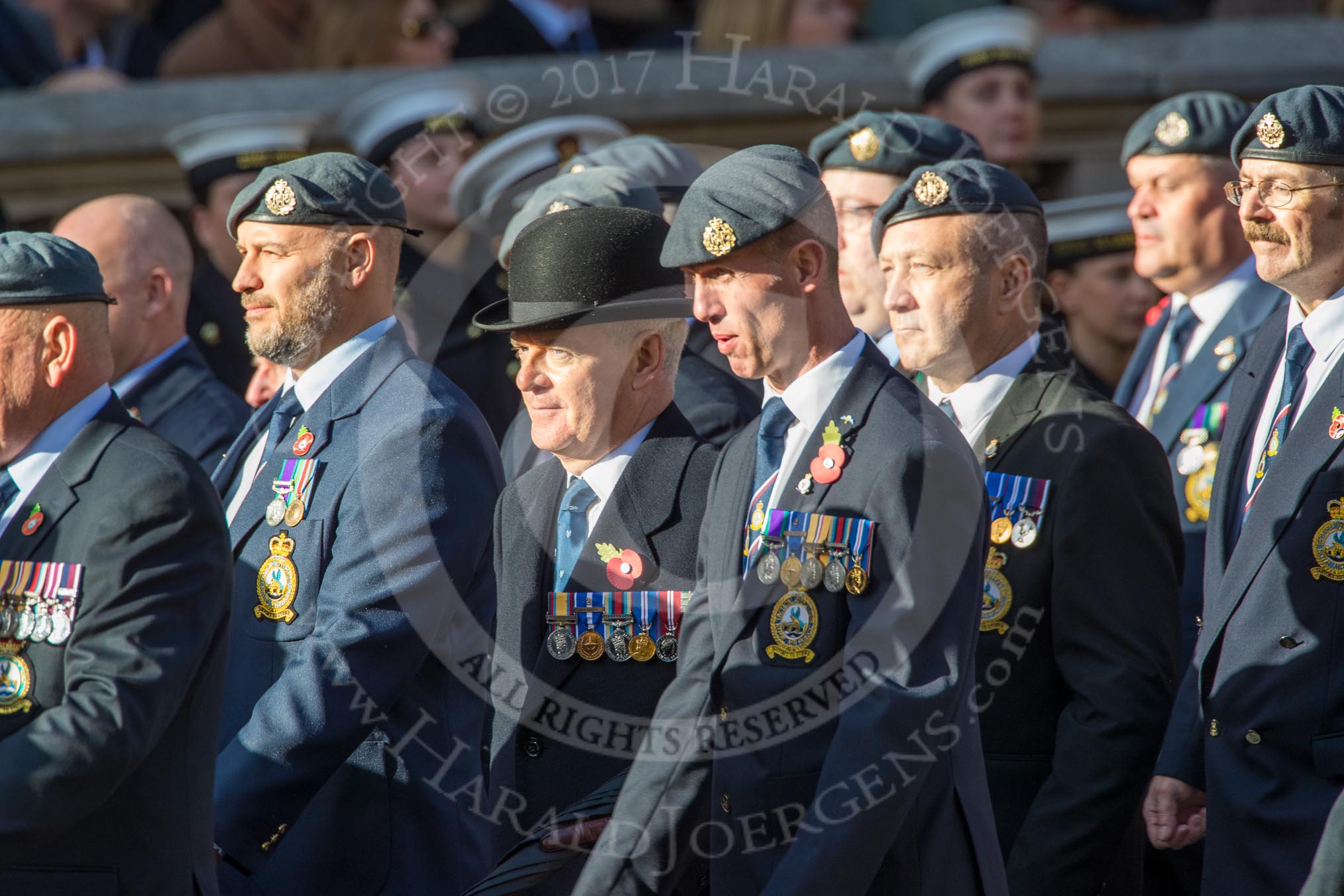 Royal Air Force Servicing Commando and Tactical Supply Wing Association (Group C36, 50 members) during the Royal British Legion March Past on Remembrance Sunday at the Cenotaph, Whitehall, Westminster, London, 11 November 2018, 12:20.
