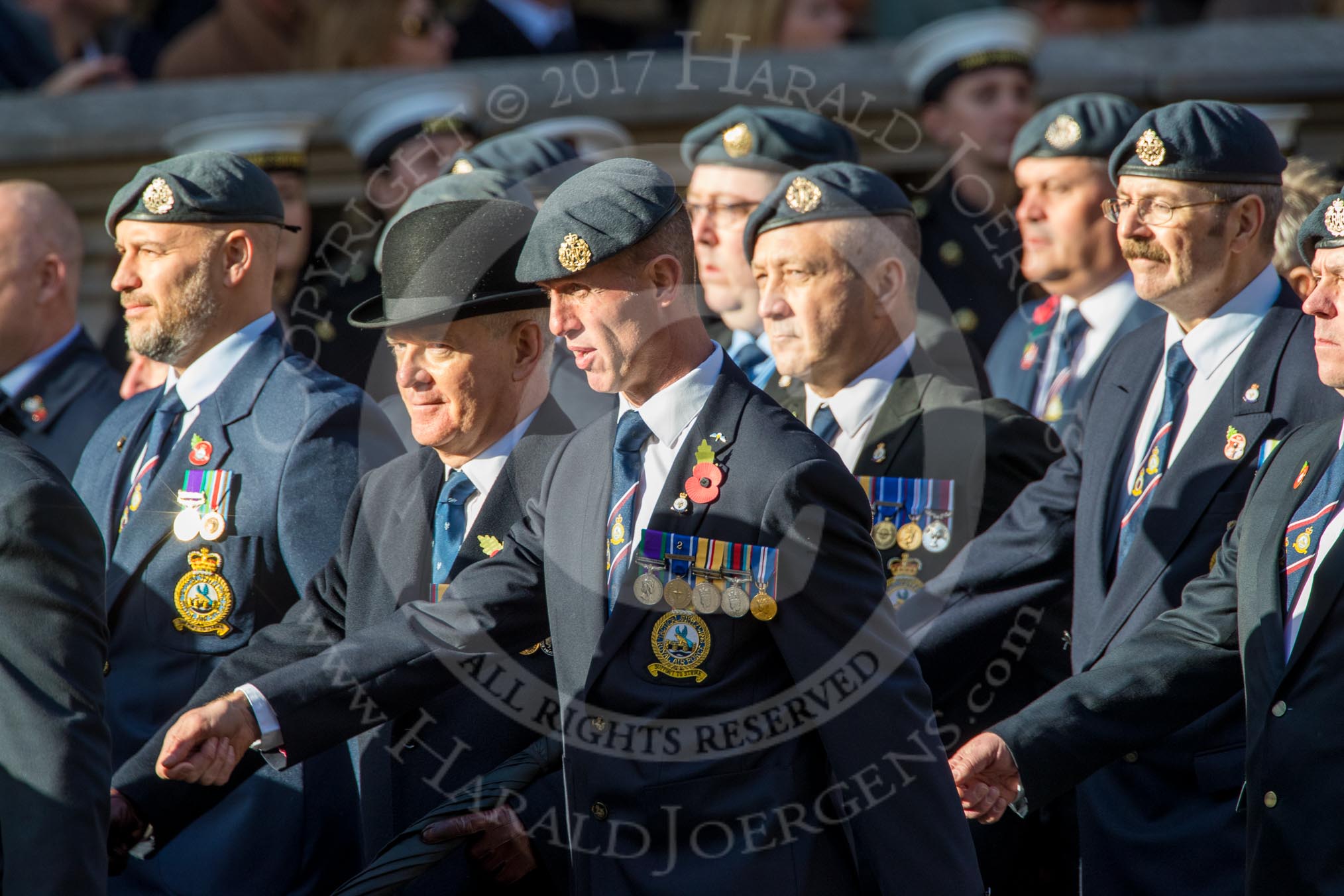Royal Air Force Servicing Commando and Tactical Supply Wing Association (Group C36, 50 members) during the Royal British Legion March Past on Remembrance Sunday at the Cenotaph, Whitehall, Westminster, London, 11 November 2018, 12:20.