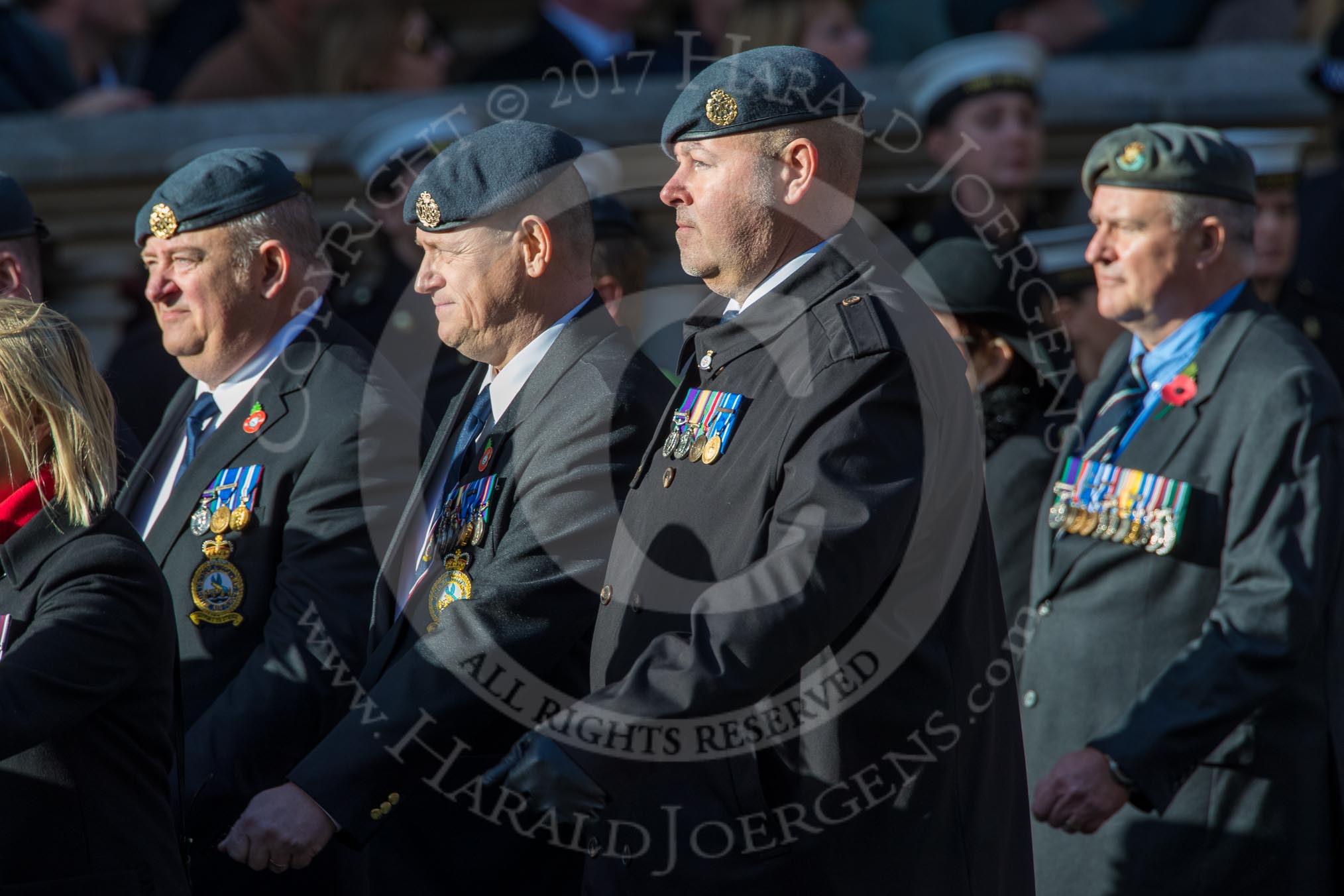 Royal Air Force Servicing Commando and Tactical Supply Wing Association (Group C36, 50 members) during the Royal British Legion March Past on Remembrance Sunday at the Cenotaph, Whitehall, Westminster, London, 11 November 2018, 12:20.
