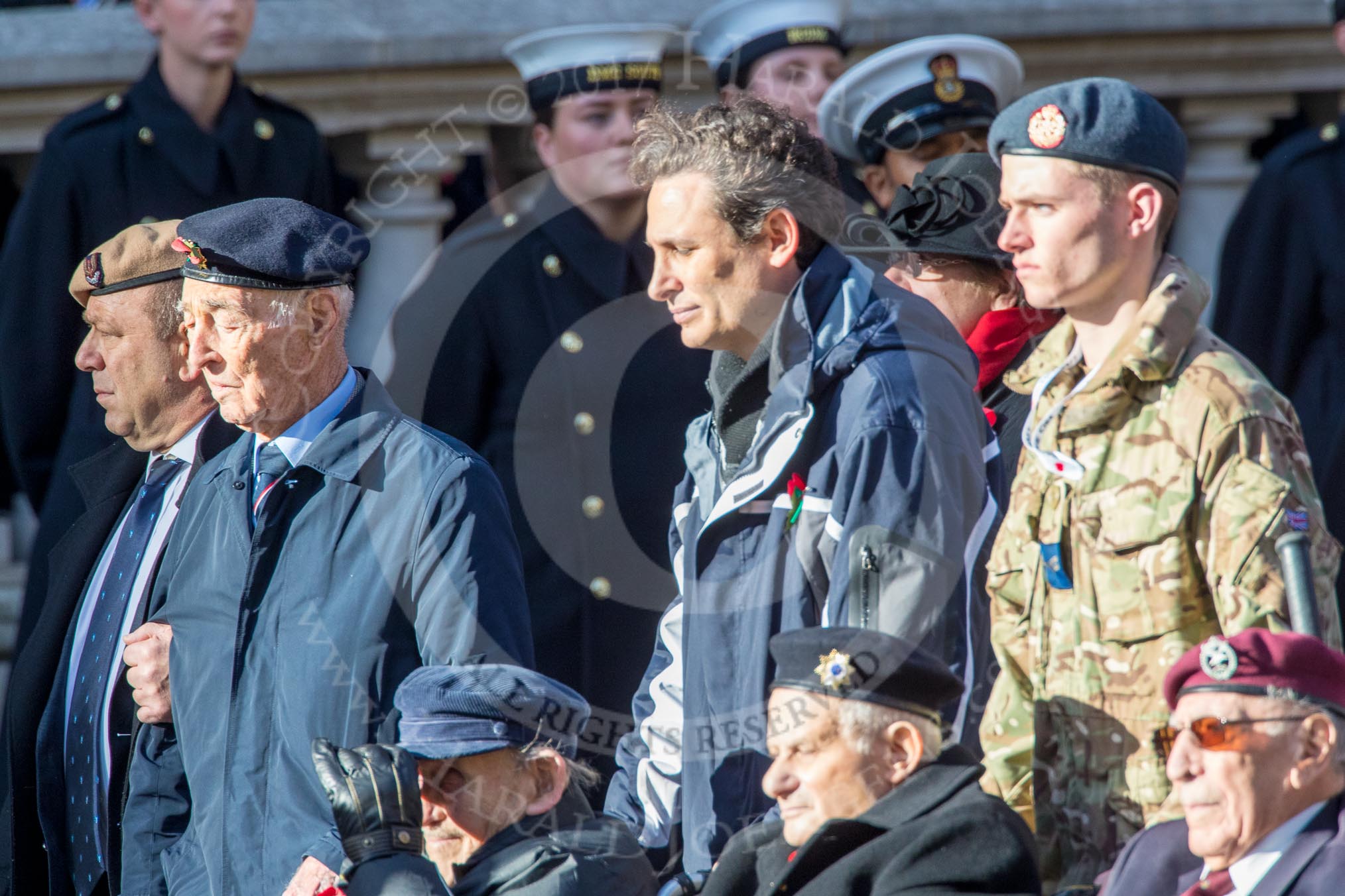 Association  of Jewish Ex-Servicemen and Women (Group D4, 27 members) during the Royal British Legion March Past on Remembrance Sunday at the Cenotaph, Whitehall, Westminster, London, 11 November 2018, 12:21.