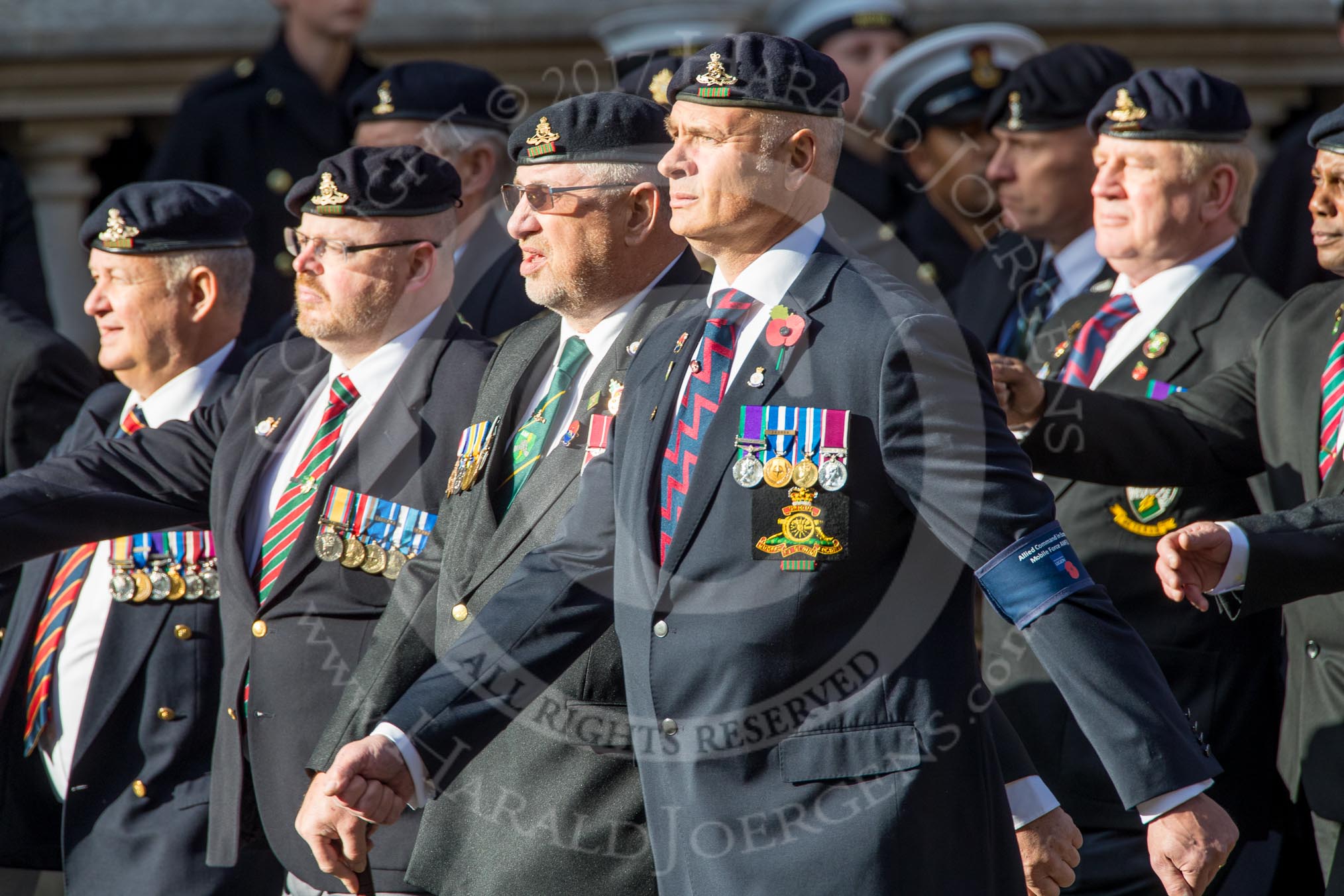 Allied Command in Europe Mobile Force AMF(L) (Group D13, 61 members) during the Royal British Legion March Past on Remembrance Sunday at the Cenotaph, Whitehall, Westminster, London, 11 November 2018, 12:22.