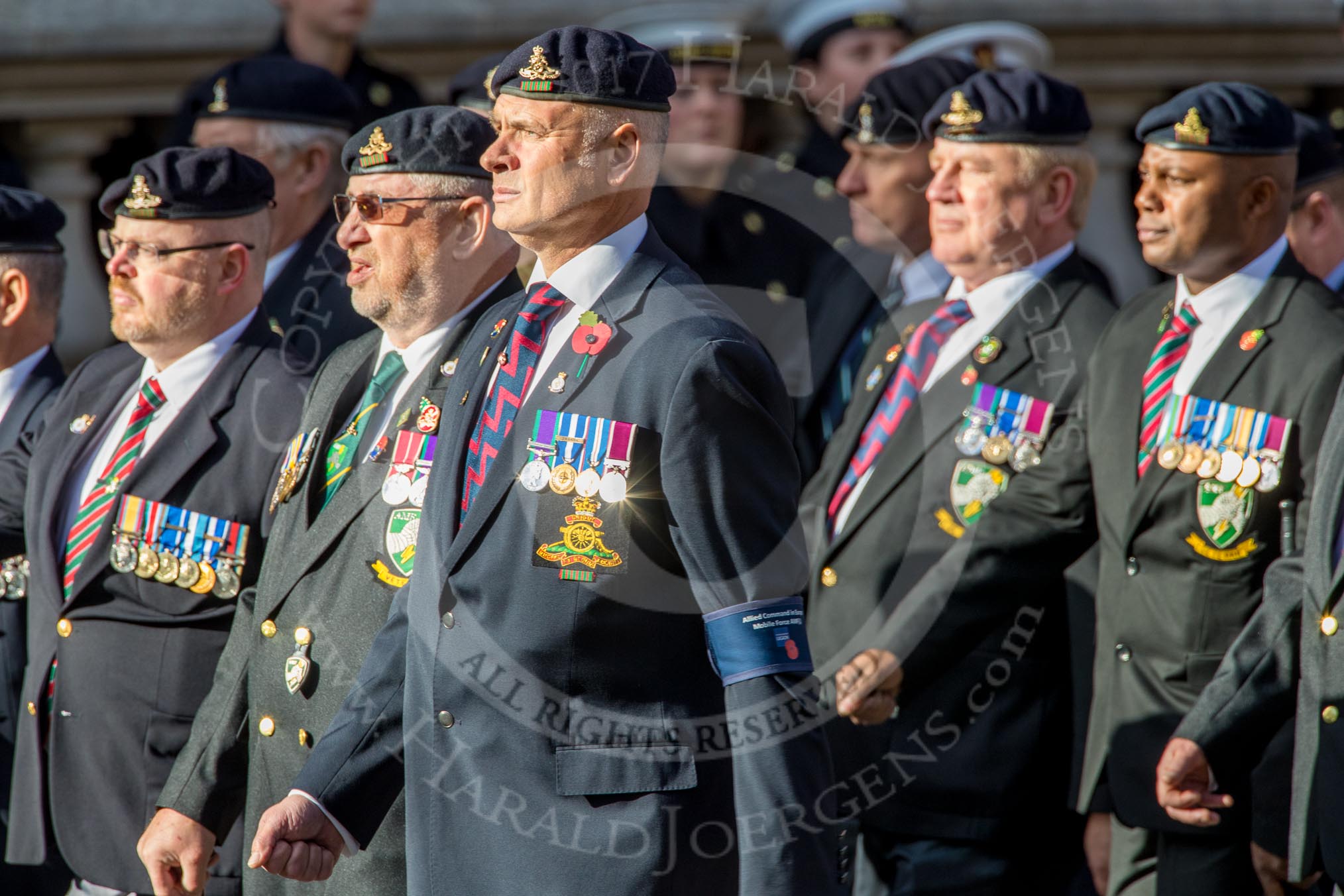 Allied Command in Europe Mobile Force AMF(L) (Group D13, 61 members) during the Royal British Legion March Past on Remembrance Sunday at the Cenotaph, Whitehall, Westminster, London, 11 November 2018, 12:22.
