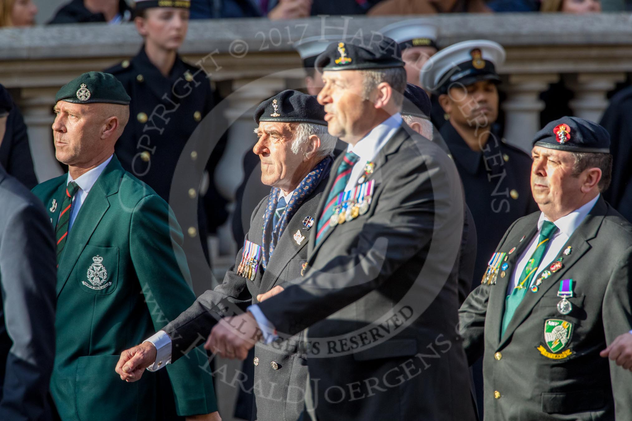 Allied Command in Europe Mobile Force AMF(L) (Group D13, 61 members) during the Royal British Legion March Past on Remembrance Sunday at the Cenotaph, Whitehall, Westminster, London, 11 November 2018, 12:22.