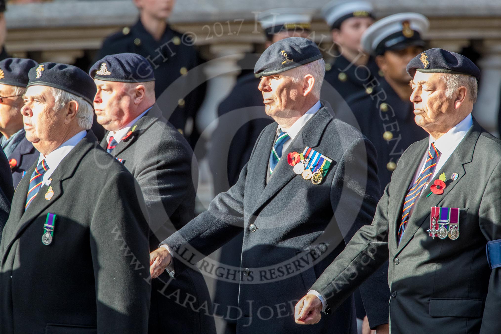 Circuit of Service Lodges (Group D14, 35 members) during the Royal British Legion March Past on Remembrance Sunday at the Cenotaph, Whitehall, Westminster, London, 11 November 2018, 12:22.