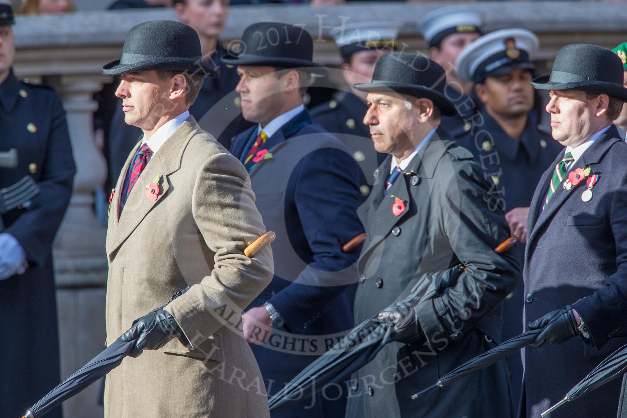 Circuit of Service Lodges (Group D14, 35 members) during the Royal British Legion March Past on Remembrance Sunday at the Cenotaph, Whitehall, Westminster, London, 11 November 2018, 12:22.