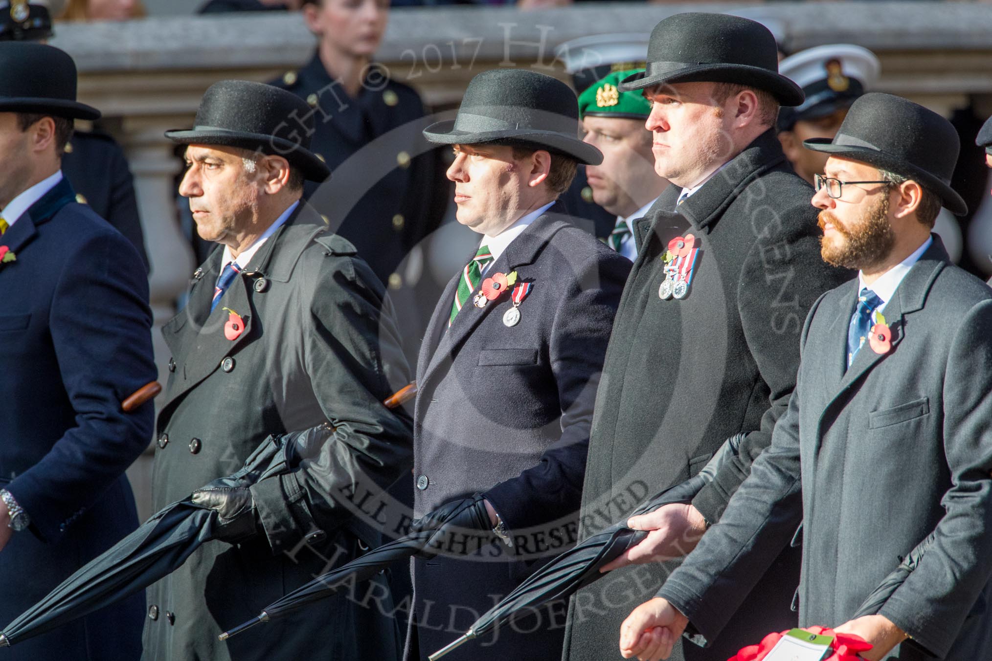 Circuit of Service Lodges (Group D14, 35 members) during the Royal British Legion March Past on Remembrance Sunday at the Cenotaph, Whitehall, Westminster, London, 11 November 2018, 12:22.