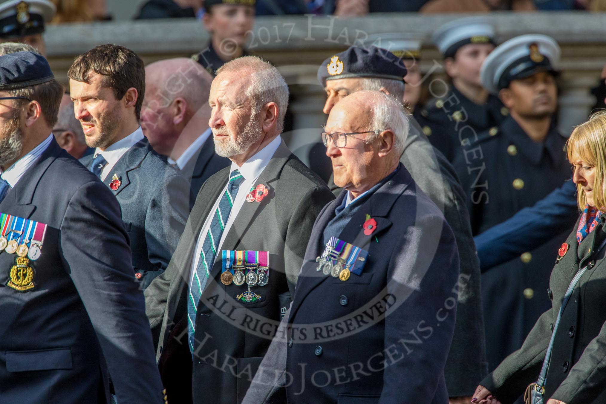 The Royal British Legion (Group D15, 150 members) during the Royal British Legion March Past on Remembrance Sunday at the Cenotaph, Whitehall, Westminster, London, 11 November 2018, 12:22.