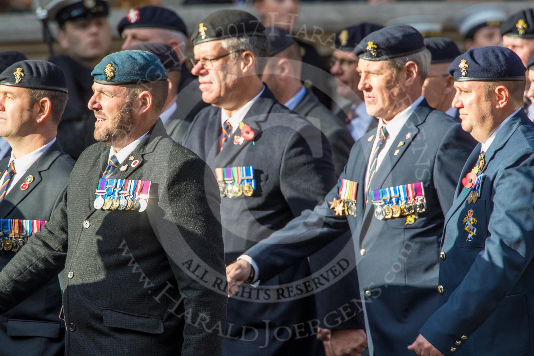 The Royal British Legion (Group D15, 150 members) during the Royal British Legion March Past on Remembrance Sunday at the Cenotaph, Whitehall, Westminster, London, 11 November 2018, 12:22.