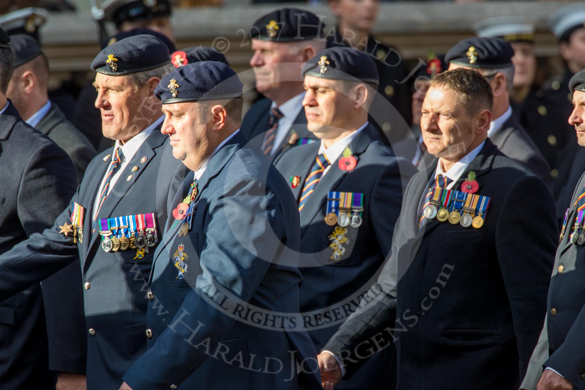 The Royal British Legion (Group D15, 150 members) during the Royal British Legion March Past on Remembrance Sunday at the Cenotaph, Whitehall, Westminster, London, 11 November 2018, 12:22.