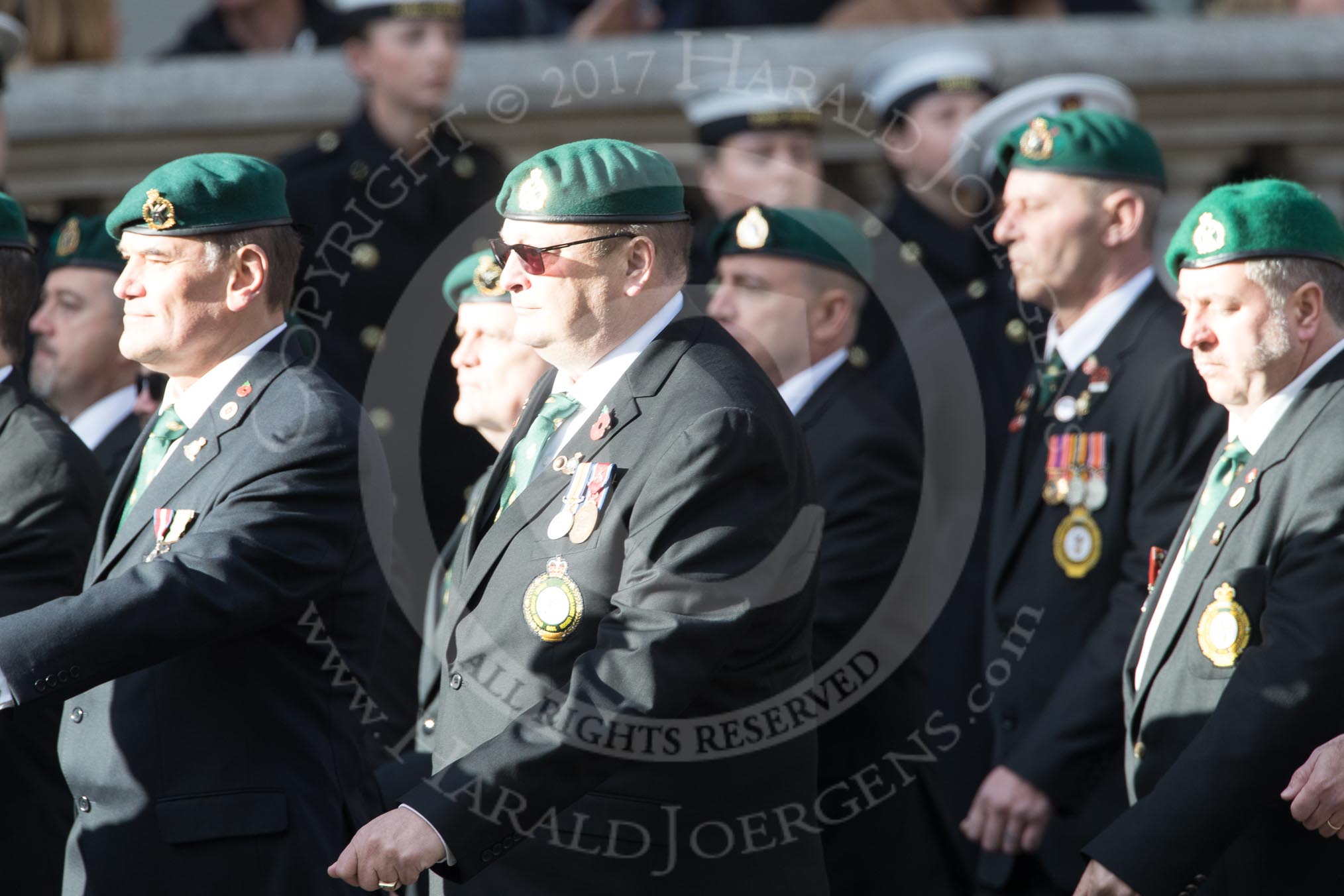 The South African Legion (Group D??) during the Royal British Legion March Past on Remembrance Sunday at the Cenotaph, Whitehall, Westminster, London, 11 November 2018, 12:23.