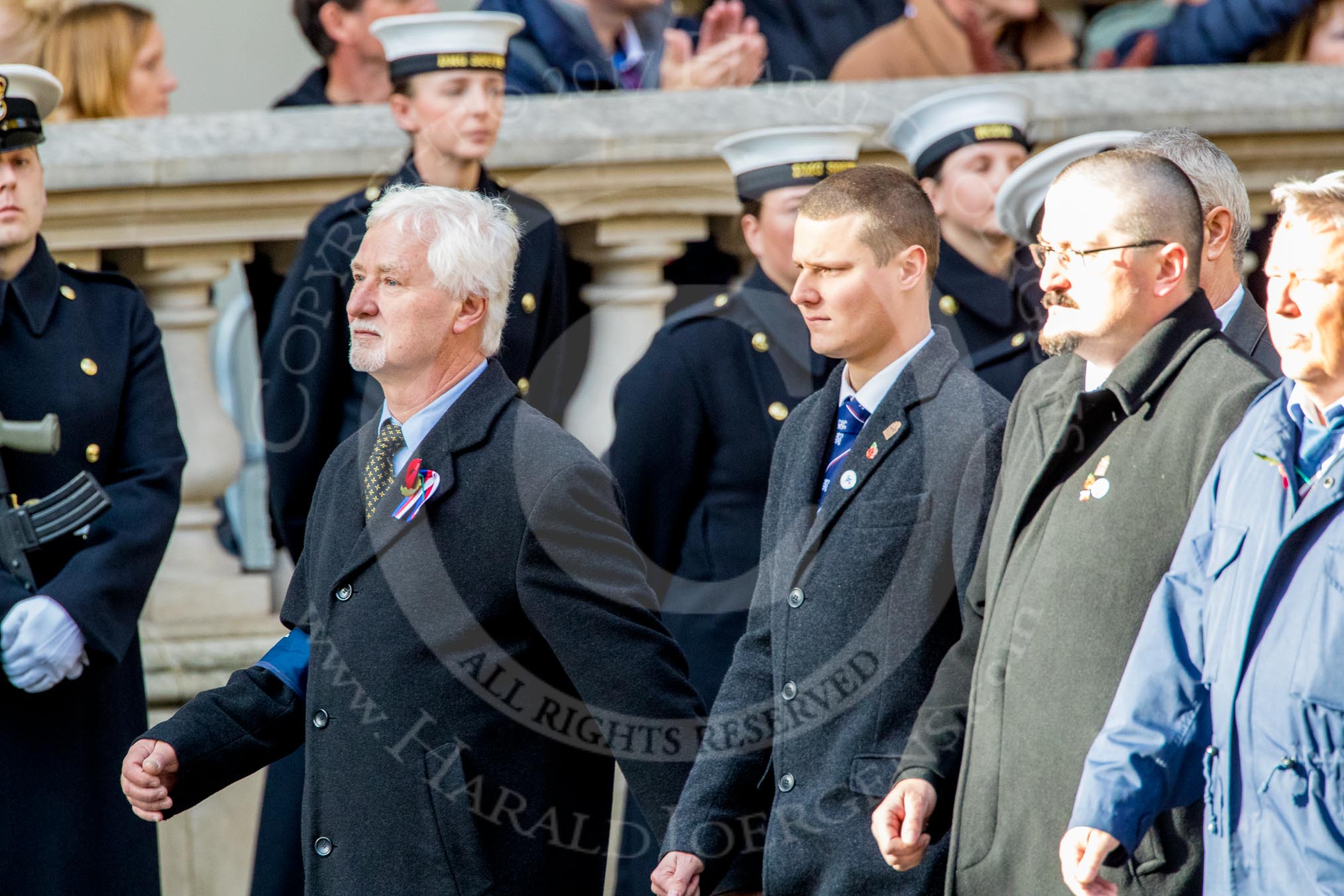 Czechoslovak Legionaries Association  (Group D17, 20 members) during the Royal British Legion March Past on Remembrance Sunday at the Cenotaph, Whitehall, Westminster, London, 11 November 2018, 12:23.