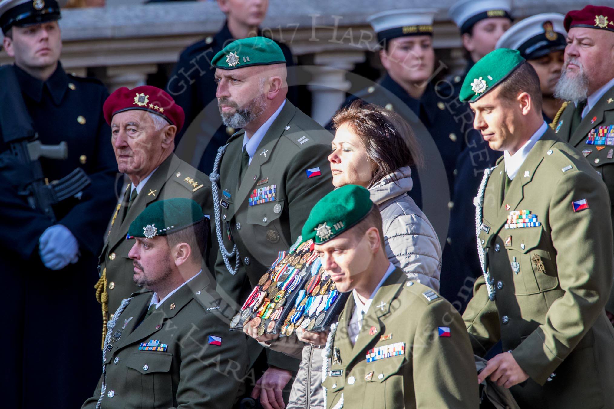 Czechoslovak Legionary (Group D18, 30 members) during the Royal British Legion March Past on Remembrance Sunday at the Cenotaph, Whitehall, Westminster, London, 11 November 2018, 12:23.