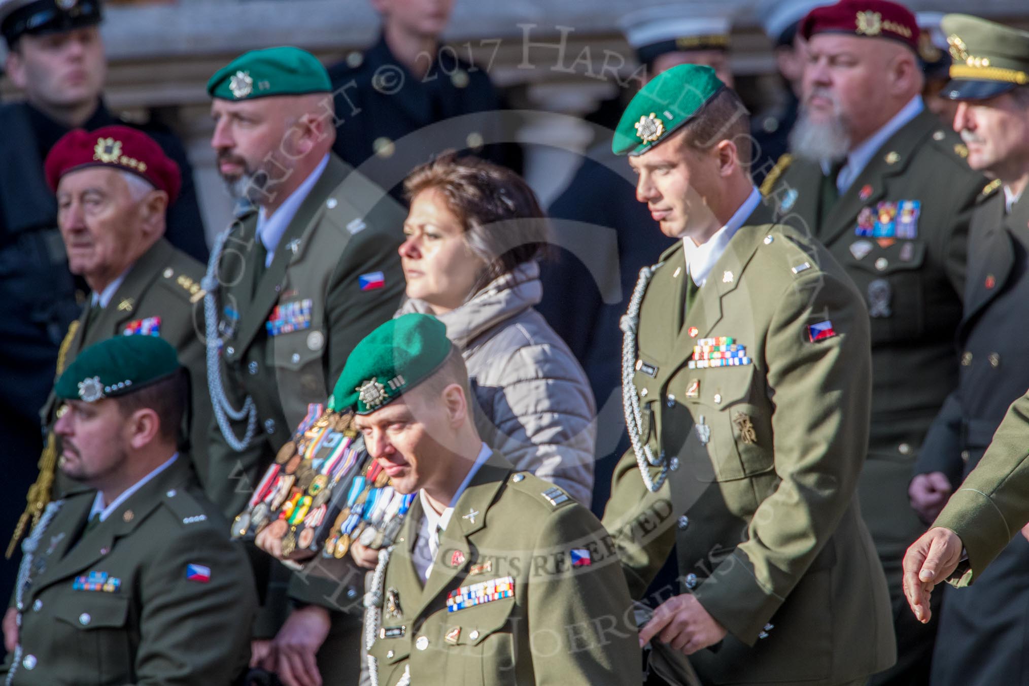 Czechoslovak Legionary (Group D18, 30 members) during the Royal British Legion March Past on Remembrance Sunday at the Cenotaph, Whitehall, Westminster, London, 11 November 2018, 12:23.