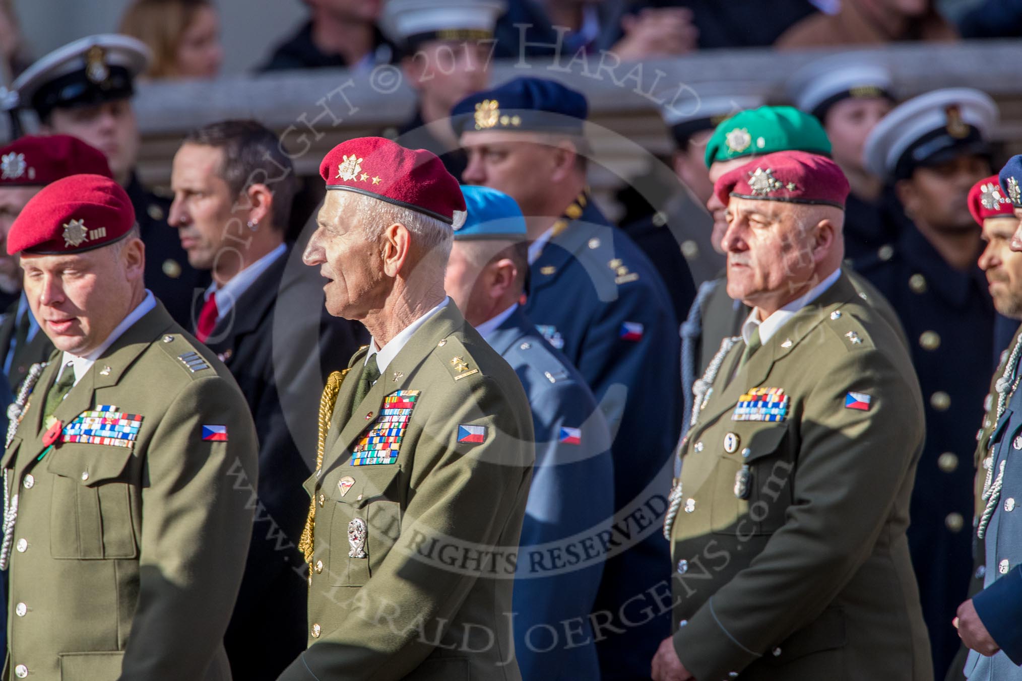 Czechoslovak Legionary (Group D18, 30 members) during the Royal British Legion March Past on Remembrance Sunday at the Cenotaph, Whitehall, Westminster, London, 11 November 2018, 12:23.