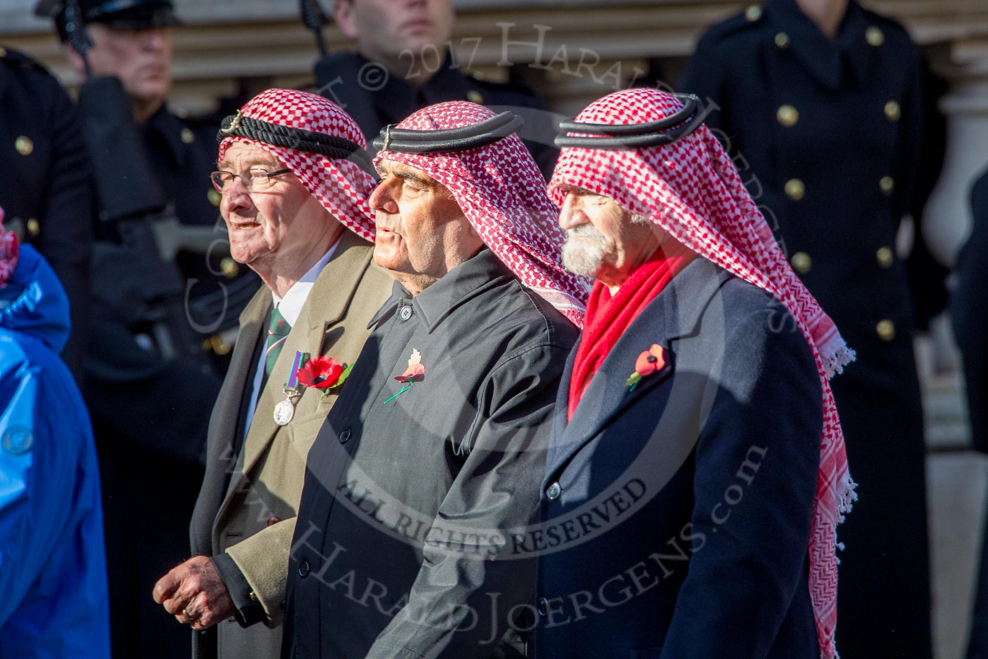 Trucial Oman Scouts Association  (Group D19, 20 members) during the Royal British Legion March Past on Remembrance Sunday at the Cenotaph, Whitehall, Westminster, London, 11 November 2018, 12:23.