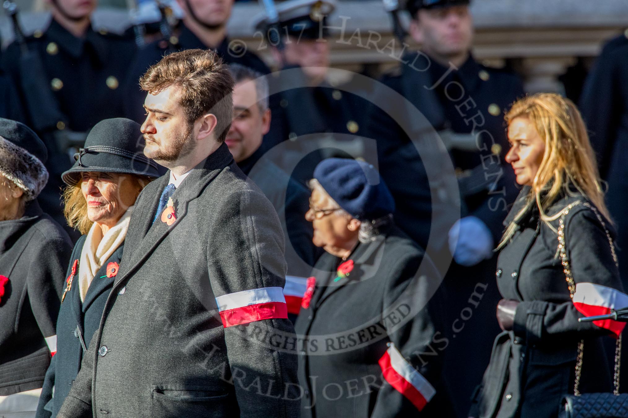 Stowarzyszenie Przyjaciol Polskich Weteranow -SPPW (Group D20, 30 members) during the Royal British Legion March Past on Remembrance Sunday at the Cenotaph, Whitehall, Westminster, London, 11 November 2018, 12:24.