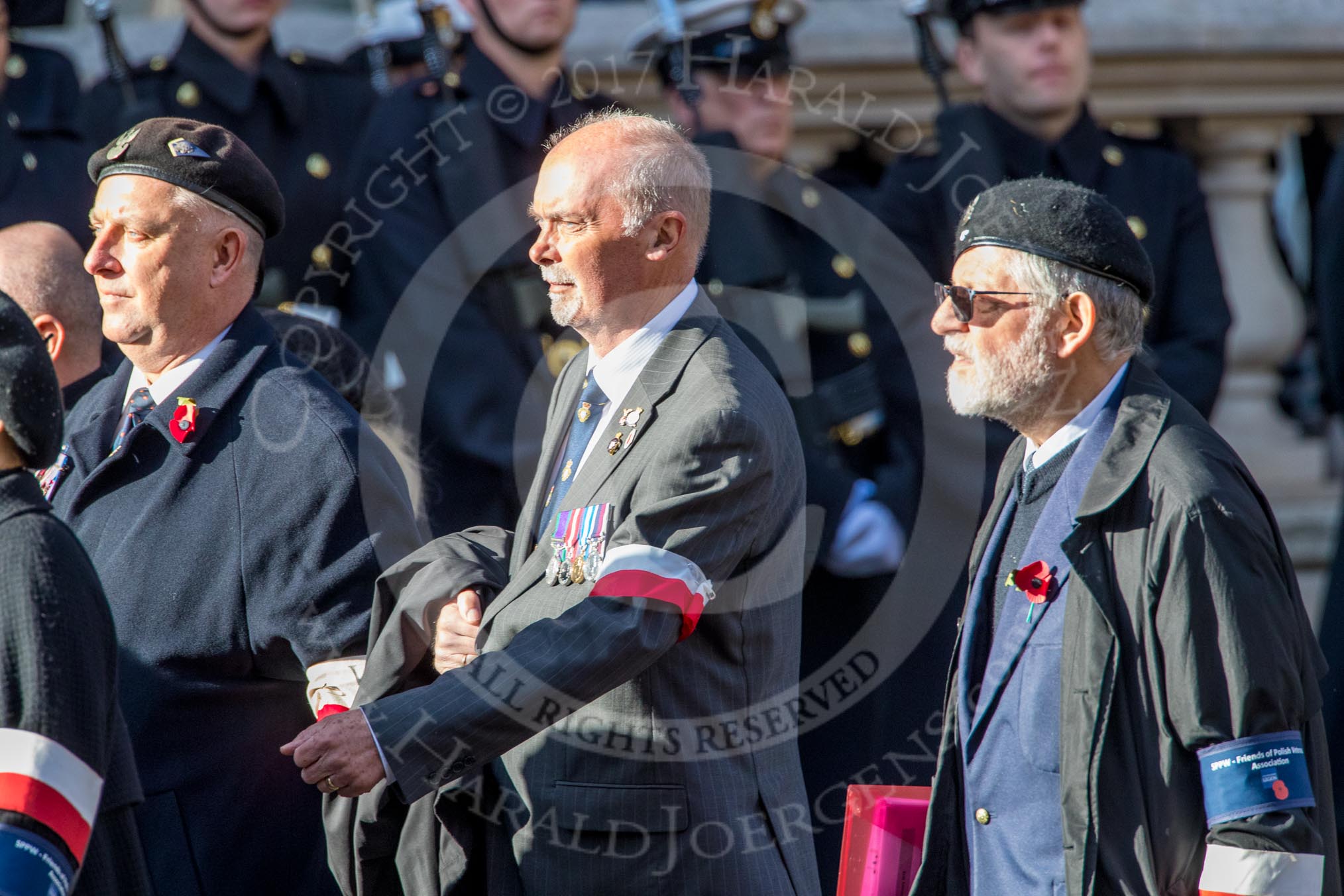 Stowarzyszenie Przyjaciol Polskich Weteranow -SPPW (Group D20, 30 members) during the Royal British Legion March Past on Remembrance Sunday at the Cenotaph, Whitehall, Westminster, London, 11 November 2018, 12:24.
