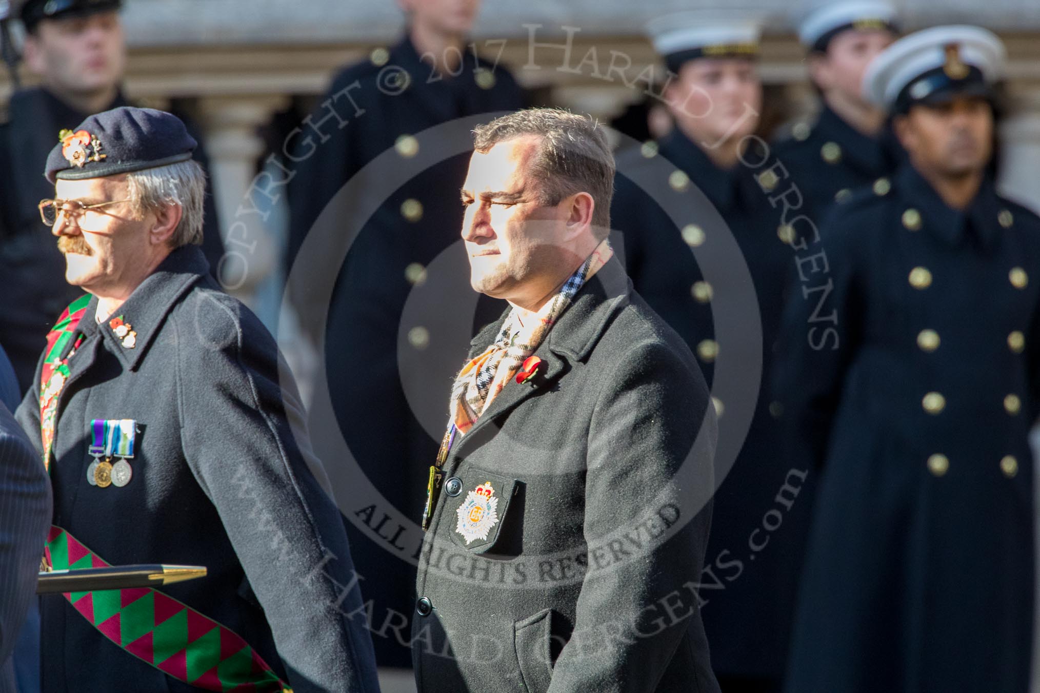 The Royal Antediluvian Order of Buffaloes (Group D24, 12 members) during the Royal British Legion March Past on Remembrance Sunday at the Cenotaph, Whitehall, Westminster, London, 11 November 2018, 12:24.