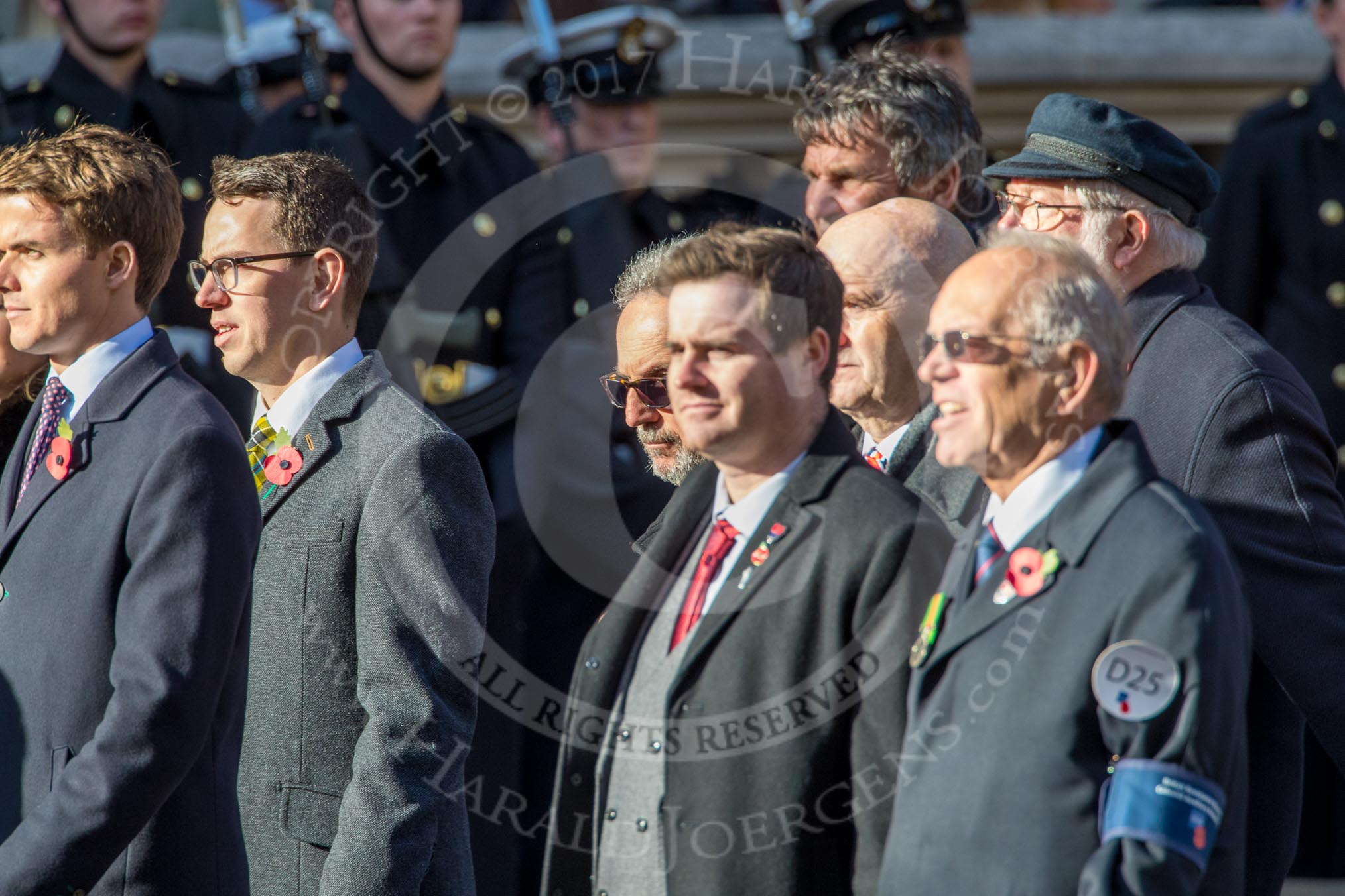 The British Resistance - Coleshill Auxiliary Research Team (Group D25, 14 members) during the Royal British Legion March Past on Remembrance Sunday at the Cenotaph, Whitehall, Westminster, London, 11 November 2018, 12:24.