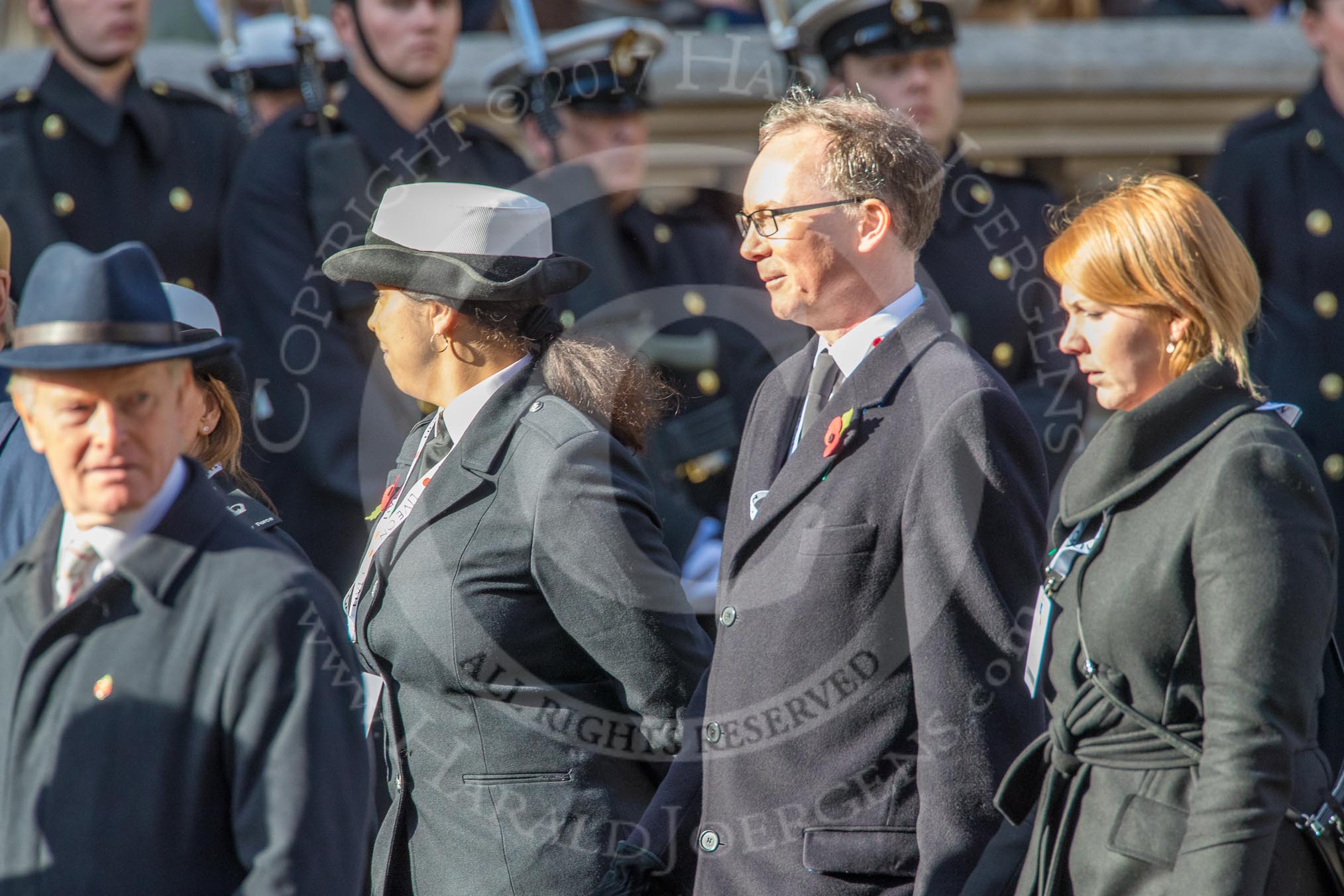 The British Resistance - Coleshill Auxiliary Research Team (Group D25, 14 members) during the Royal British Legion March Past on Remembrance Sunday at the Cenotaph, Whitehall, Westminster, London, 11 November 2018, 12:24.