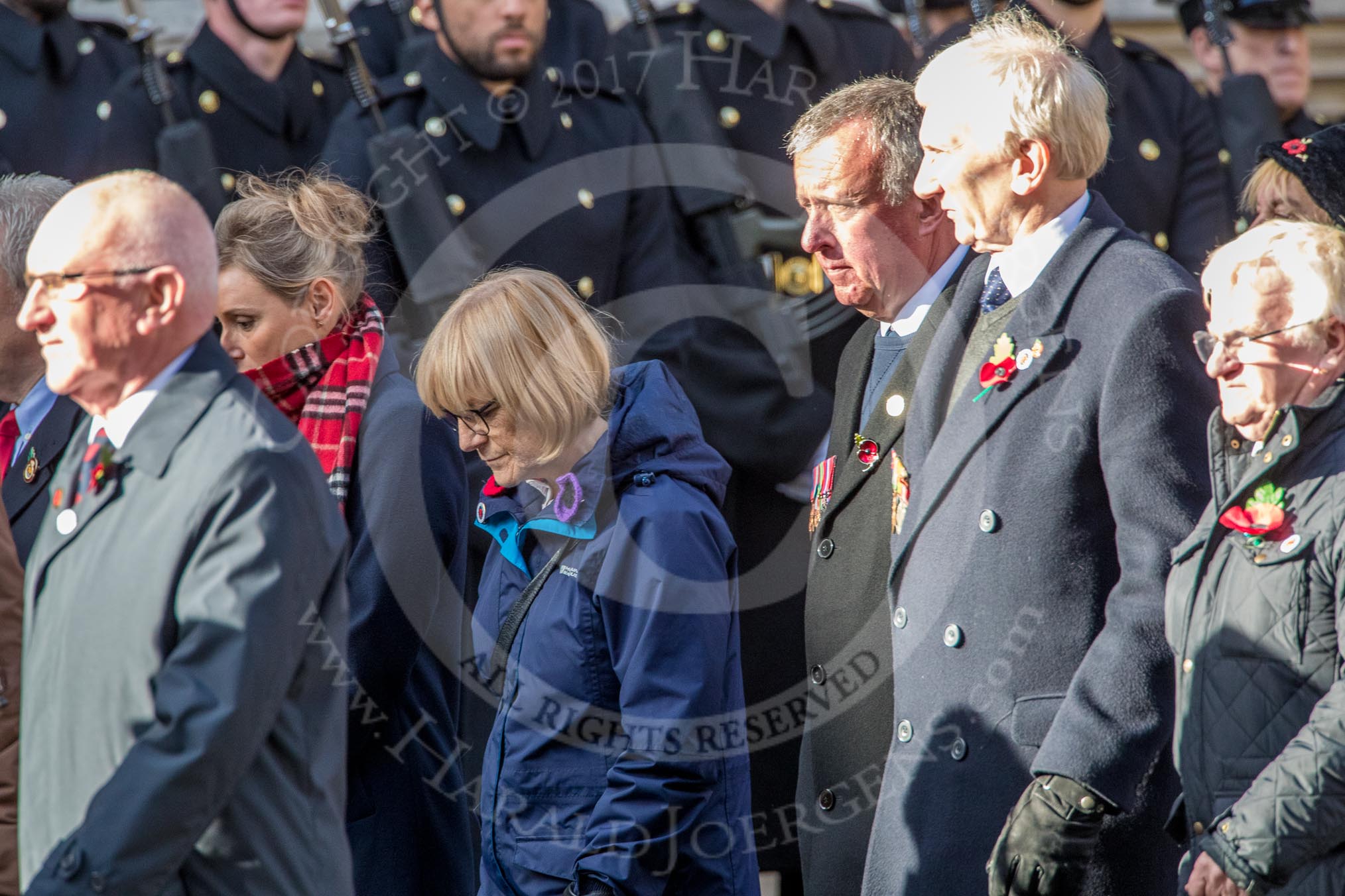 Children (and Families) of Far East Prisoners of War (Group M2, 59 members) during the Royal British Legion March Past on Remembrance Sunday at the Cenotaph, Whitehall, Westminster, London, 11 November 2018, 12:25.