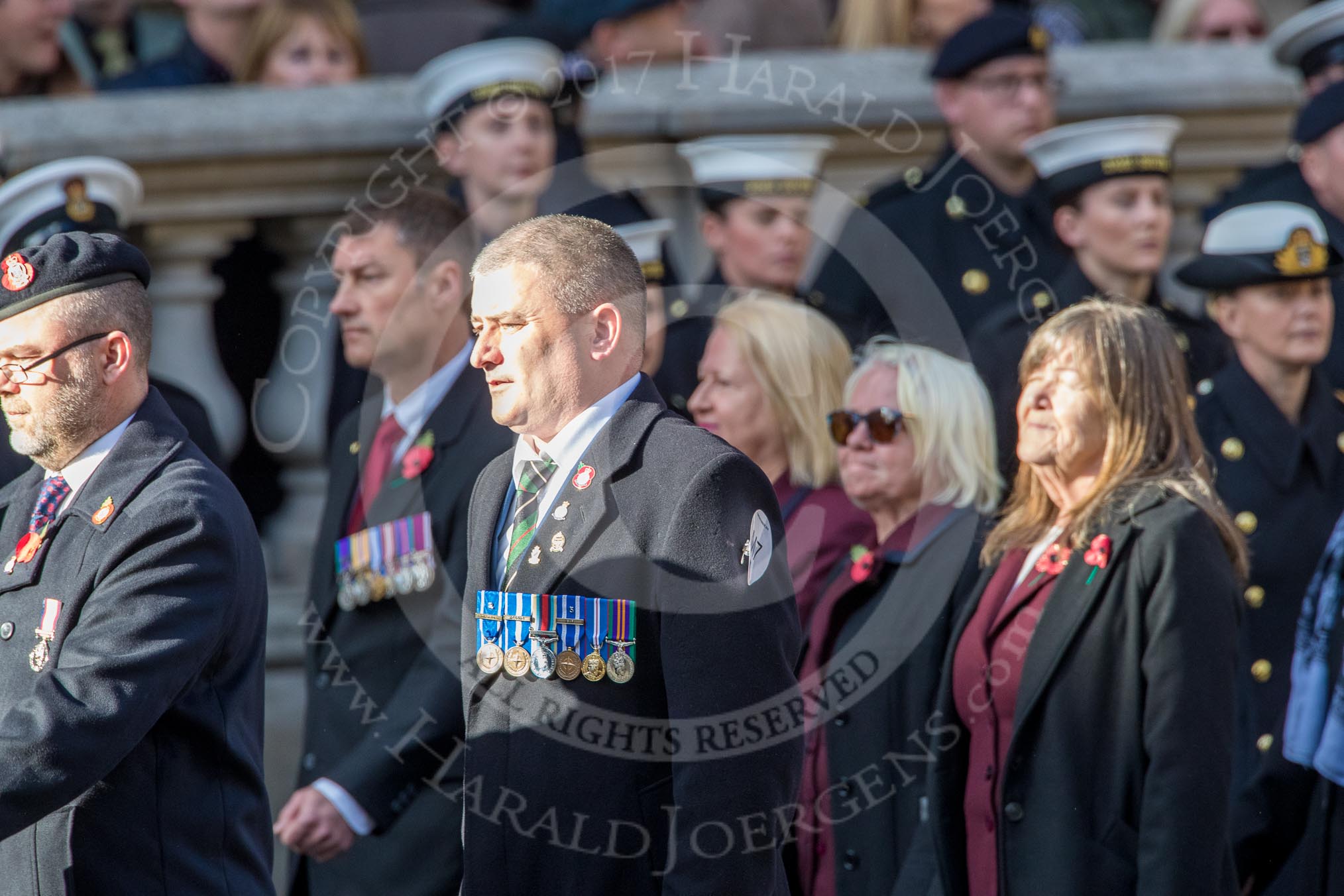 NAAFI EFI NCS Association (Group M7, 20 members) during the Royal British Legion March Past on Remembrance Sunday at the Cenotaph, Whitehall, Westminster, London, 11 November 2018, 12:26.