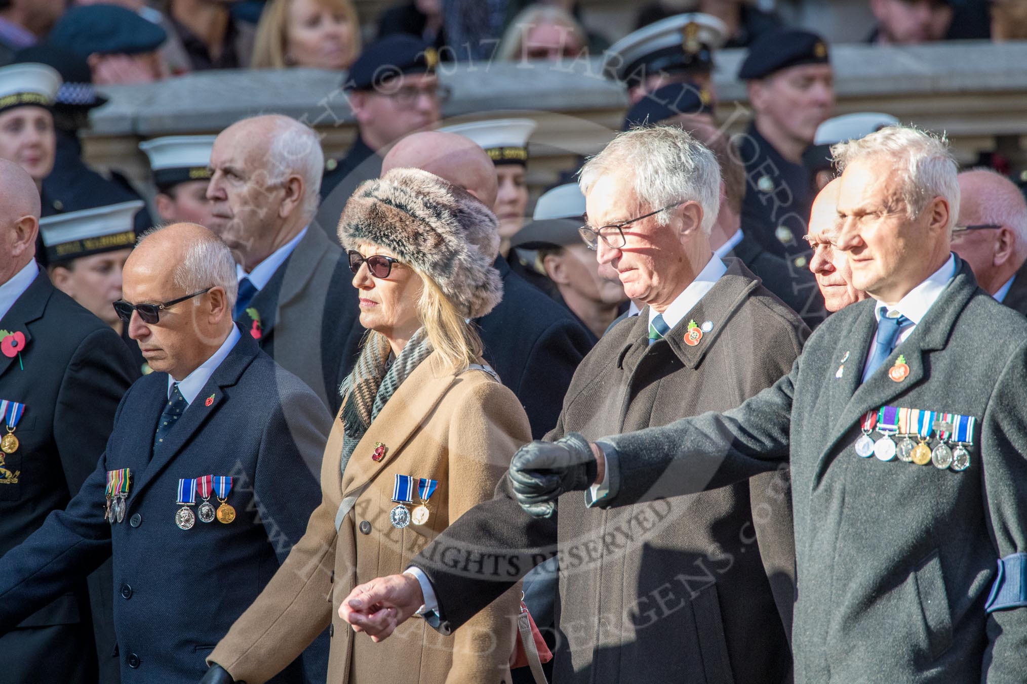 National Association of Retired Police Officers (Group M10, 36 members) during the Royal British Legion March Past on Remembrance Sunday at the Cenotaph, Whitehall, Westminster, London, 11 November 2018, 12:26.