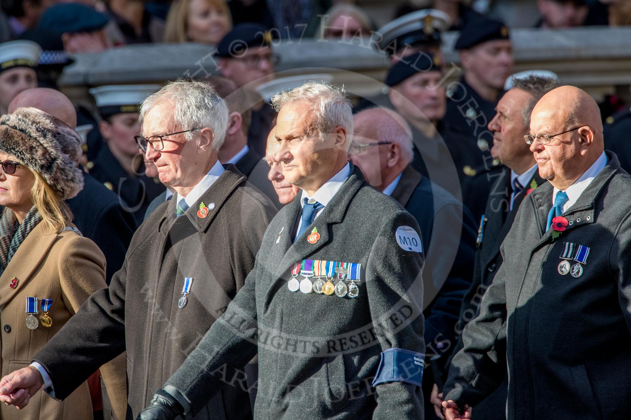 National Association of Retired Police Officers (Group M10, 36 members) during the Royal British Legion March Past on Remembrance Sunday at the Cenotaph, Whitehall, Westminster, London, 11 November 2018, 12:26.