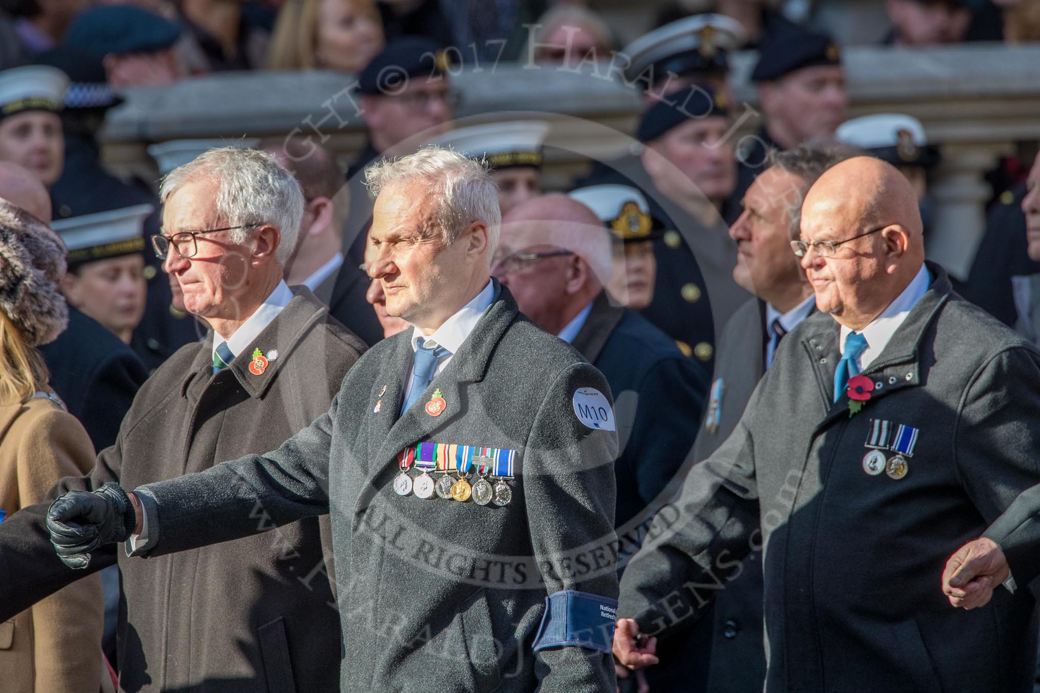 National Association of Retired Police Officers (Group M10, 36 members) during the Royal British Legion March Past on Remembrance Sunday at the Cenotaph, Whitehall, Westminster, London, 11 November 2018, 12:26.