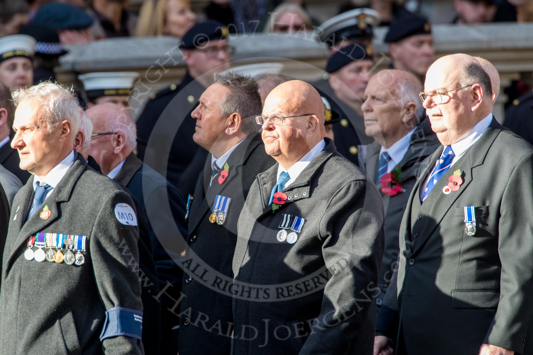 National Association of Retired Police Officers (Group M10, 36 members) during the Royal British Legion March Past on Remembrance Sunday at the Cenotaph, Whitehall, Westminster, London, 11 November 2018, 12:26.