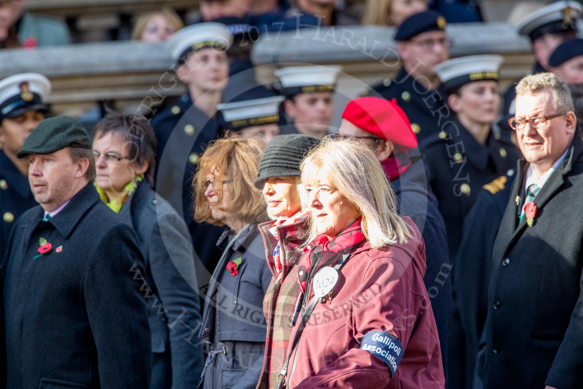 The Gallipoli Association (Group M24, 12 members) during the Royal British Legion March Past on Remembrance Sunday at the Cenotaph, Whitehall, Westminster, London, 11 November 2018, 12:28.