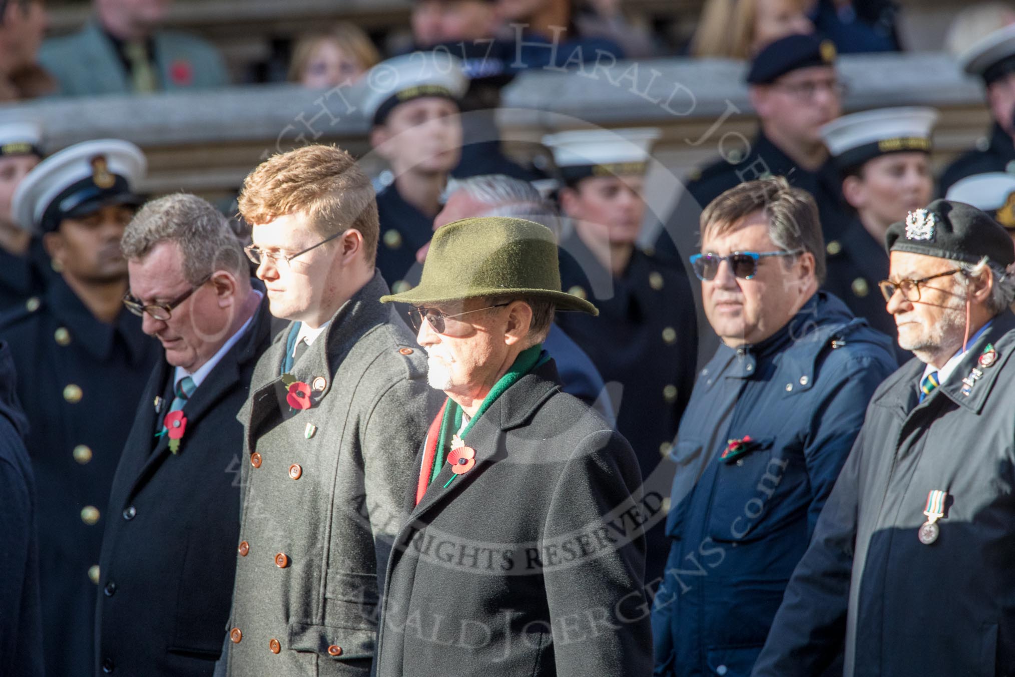 The Gallipoli Association (Group M24, 12 members) during the Royal British Legion March Past on Remembrance Sunday at the Cenotaph, Whitehall, Westminster, London, 11 November 2018, 12:28.