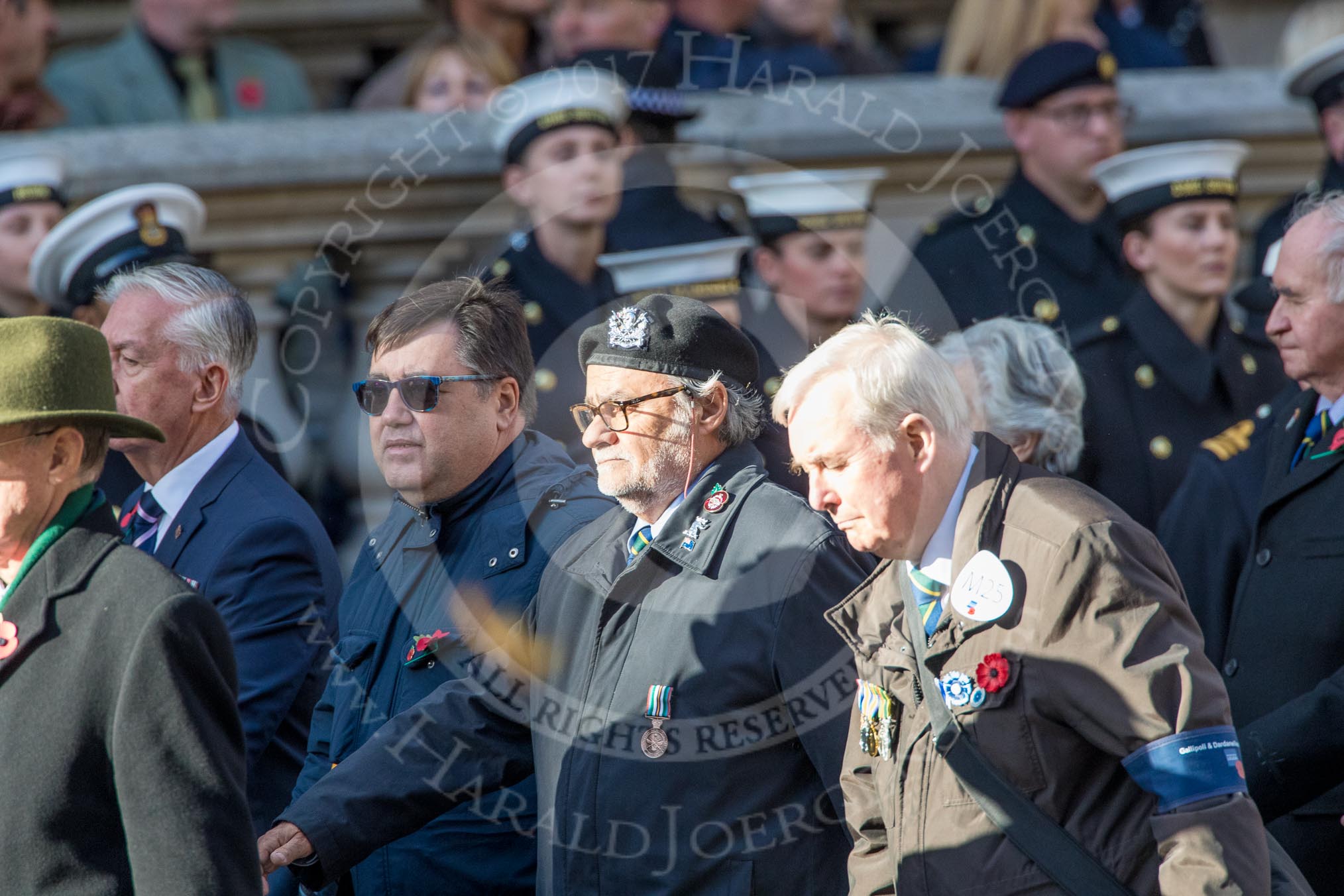 Gallipoli & Dardanelles International (Group M25, 21 members) during the Royal British Legion March Past on Remembrance Sunday at the Cenotaph, Whitehall, Westminster, London, 11 November 2018, 12:28.