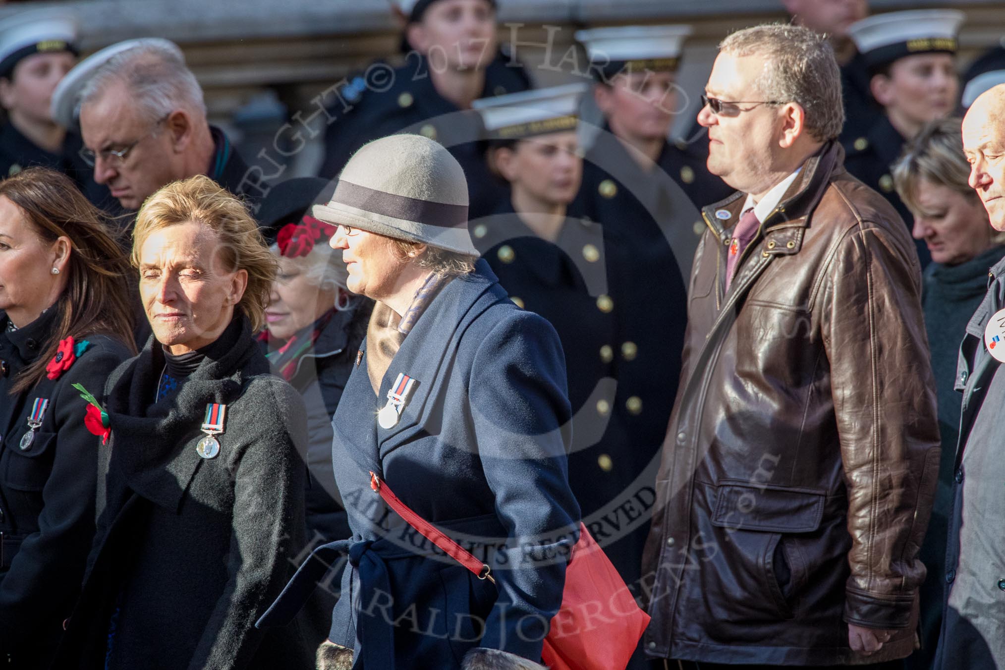 MOD Civilians (Group M26, 17 members) during the Royal British Legion March Past on Remembrance Sunday at the Cenotaph, Whitehall, Westminster, London, 11 November 2018, 12:28.