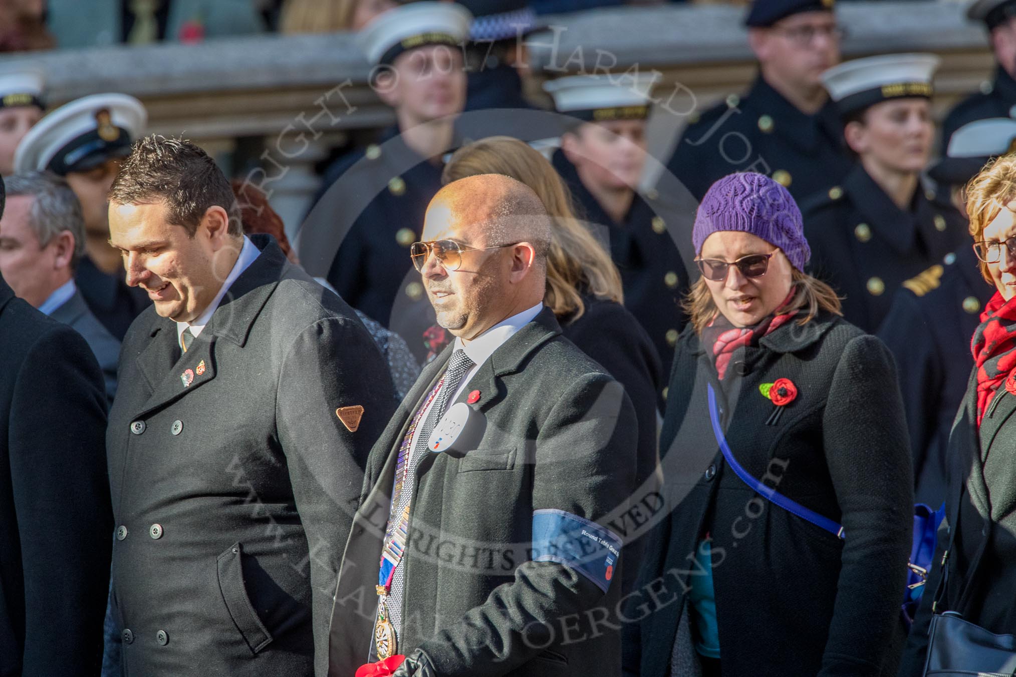 National Association of Round Tables (Group M30, 24 members) during the Royal British Legion March Past on Remembrance Sunday at the Cenotaph, Whitehall, Westminster, London, 11 November 2018, 12:28.