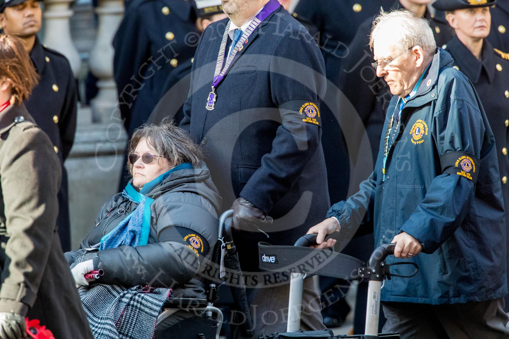 Lions Clubs International (Group M31, 13 members) during the Royal British Legion March Past on Remembrance Sunday at the Cenotaph, Whitehall, Westminster, London, 11 November 2018, 12:28.