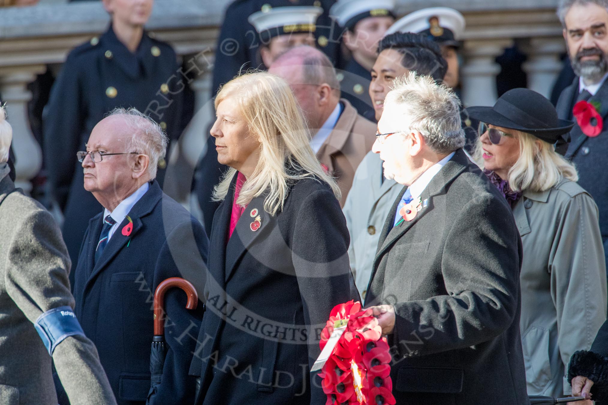 Rotary International (Group M32, 24 members) during the Royal British Legion March Past on Remembrance Sunday at the Cenotaph, Whitehall, Westminster, London, 11 November 2018, 12:28.