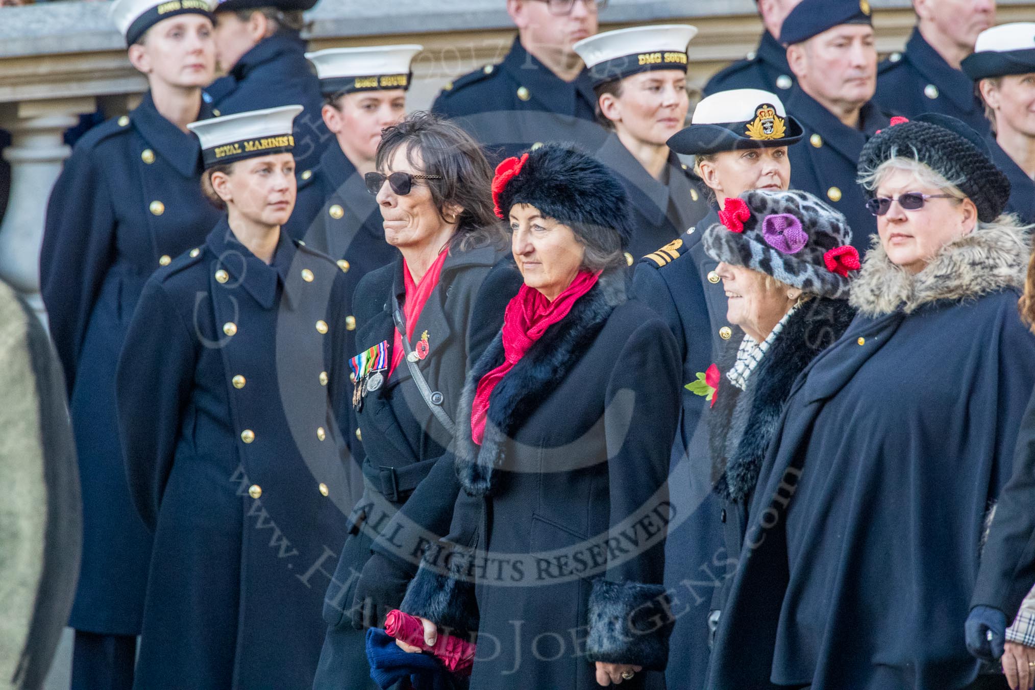 Romany & Traveller FHS (Group M34, 18 members) during the Royal British Legion March Past on Remembrance Sunday at the Cenotaph, Whitehall, Westminster, London, 11 November 2018, 12:28.