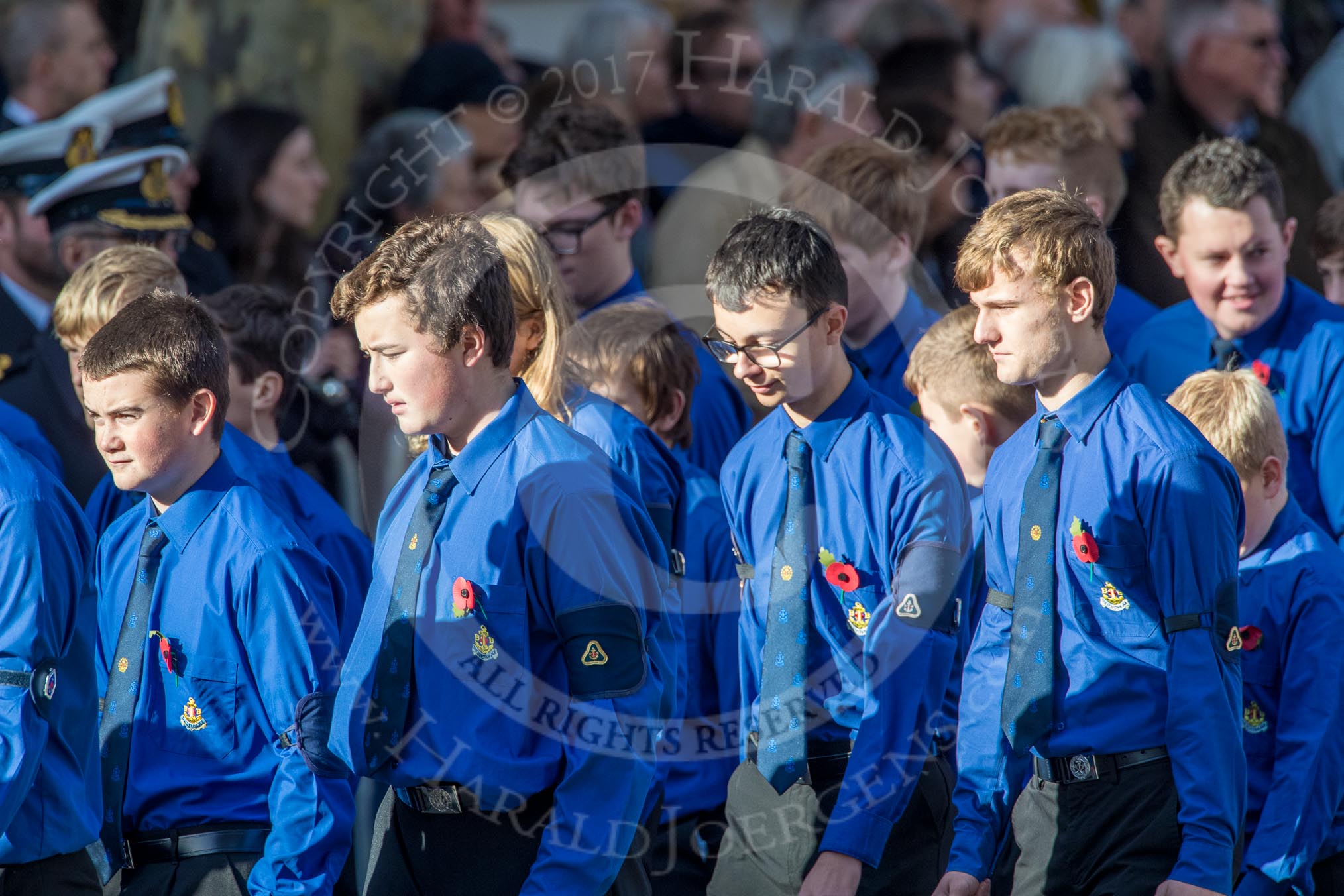 The Boys' Brigade (Group M39, 79 members) during the Royal British Legion March Past on Remembrance Sunday at the Cenotaph, Whitehall, Westminster, London, 11 November 2018, 12:30.