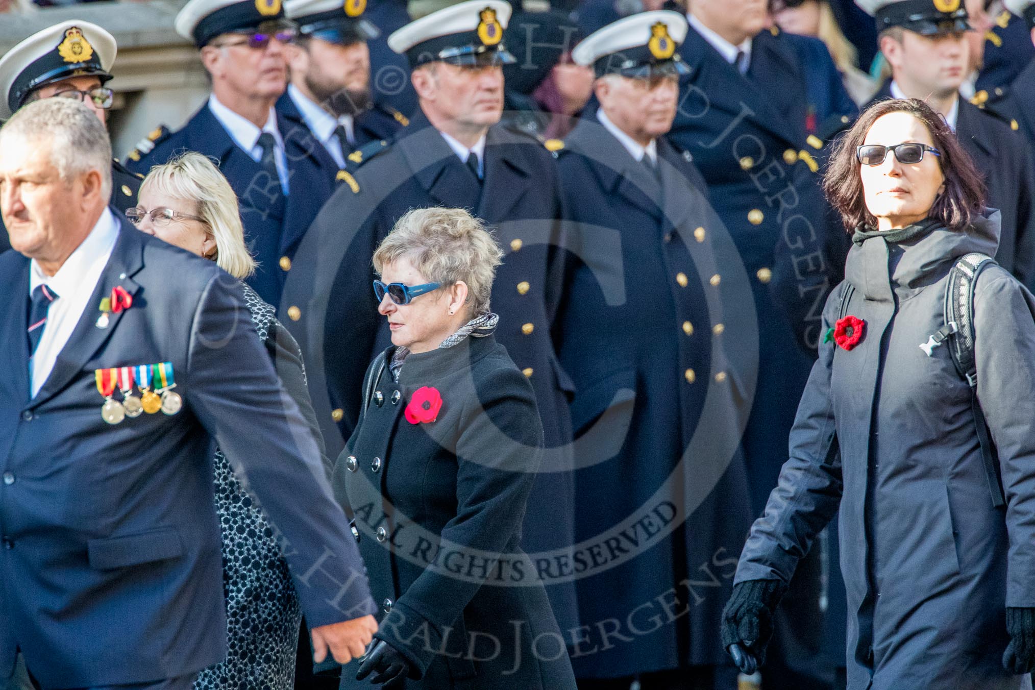 Union Jack Club (Group M46, 12 members) during the Royal British Legion March Past on Remembrance Sunday at the Cenotaph, Whitehall, Westminster, London, 11 November 2018, 12:31.
