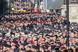 Over 9000 veterans gathering on Whitehall for the March Past during the Remembrance Sunday Cenotaph Ceremony 2018 at Horse Guards Parade, Westminster, London, 11 November 2018, 11:32.
