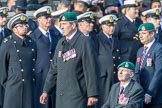 The Royal Marines Association  (Group E2, 59 members) during the Royal British Legion March Past on Remembrance Sunday at the Cenotaph, Whitehall, Westminster, London, 11 November 2018, 11:41.