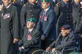 The Royal Marines Association  (Group E2, 59 members) during the Royal British Legion March Past on Remembrance Sunday at the Cenotaph, Whitehall, Westminster, London, 11 November 2018, 11:41.