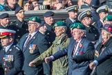 The Royal Marines Association  (Group E2, 59 members) during the Royal British Legion March Past on Remembrance Sunday at the Cenotaph, Whitehall, Westminster, London, 11 November 2018, 11:41.